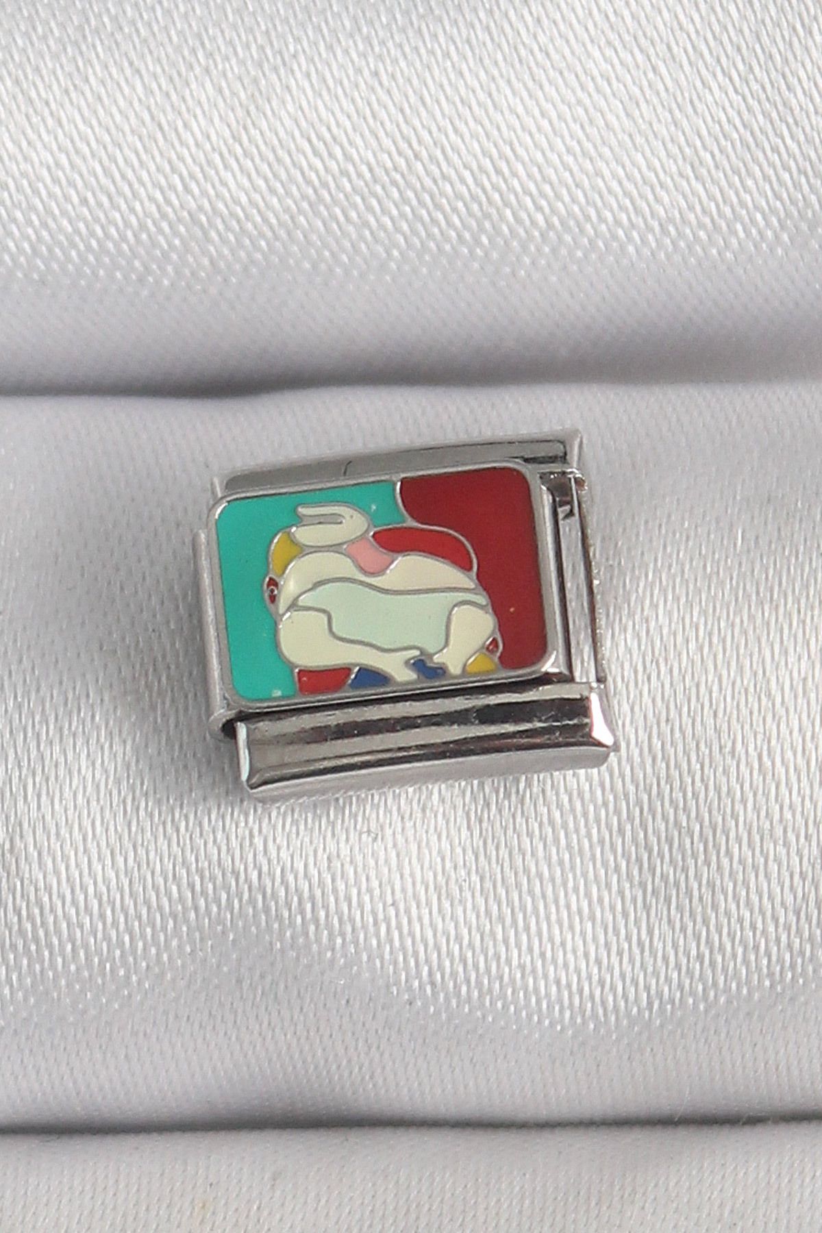 NEZADE STORE 316L Çelik Gümüş Renk Renkli Portre Model Nomination Charm - TJ-BC1387