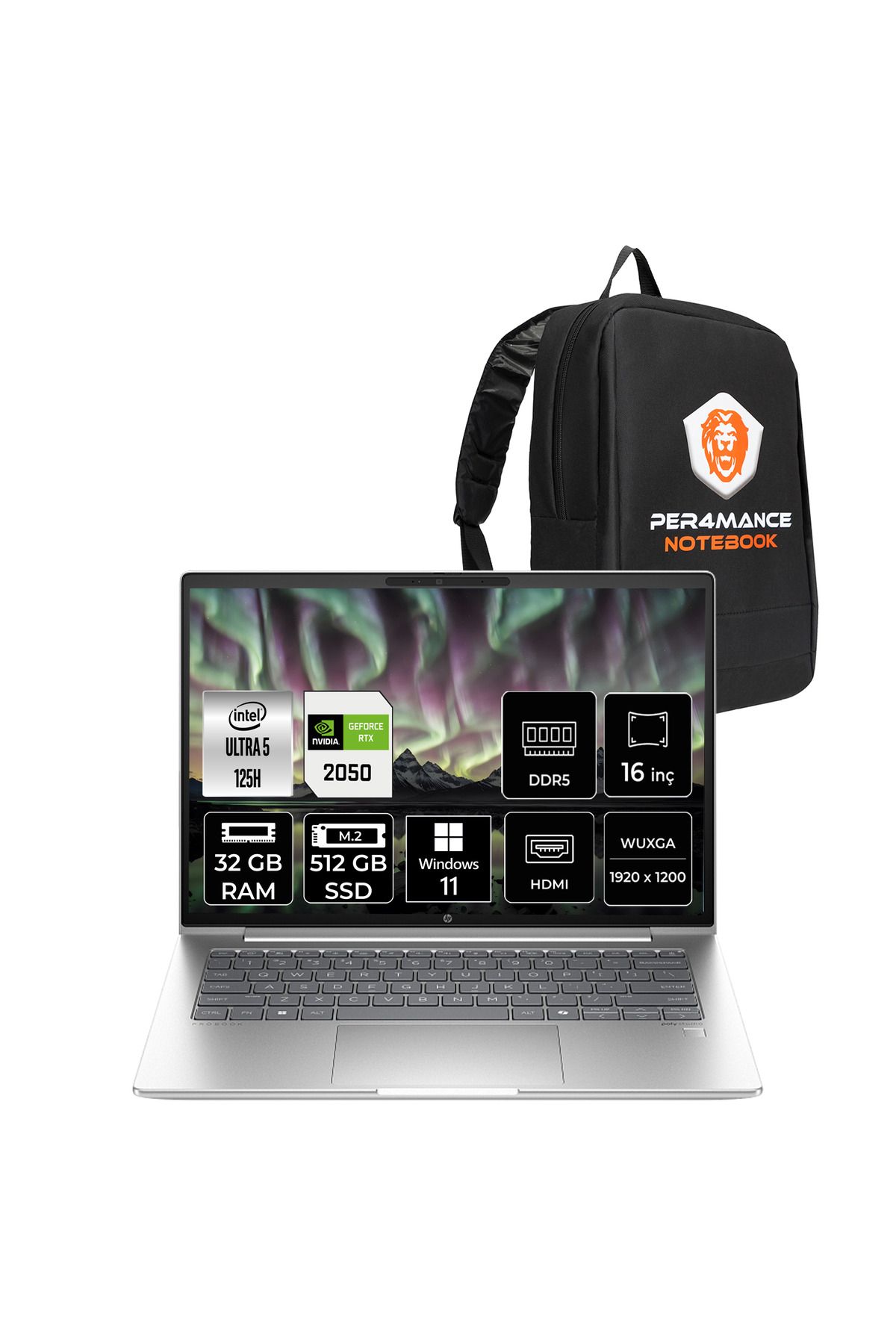 HP ProBook 460 G11 Ultra5 125H 32GB 512GB SSD RTX2050/4GB 16'' WUXGA W11P Dizüstü Bilgisayar & ÇANTA