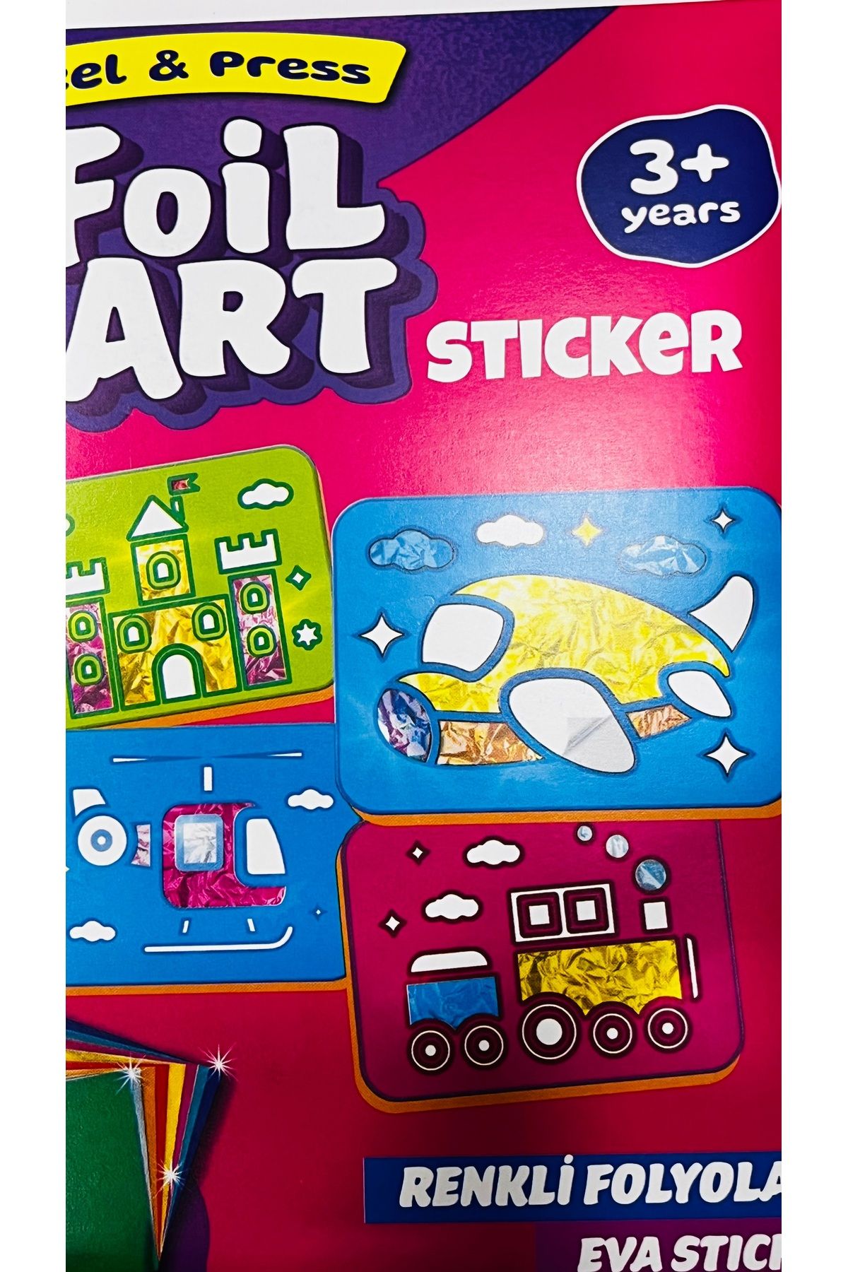 karinabest Foil Art Peel & Press Renkli Folyolar Eva Sticker Arka Fon 3+ Yaş Pembe Paket