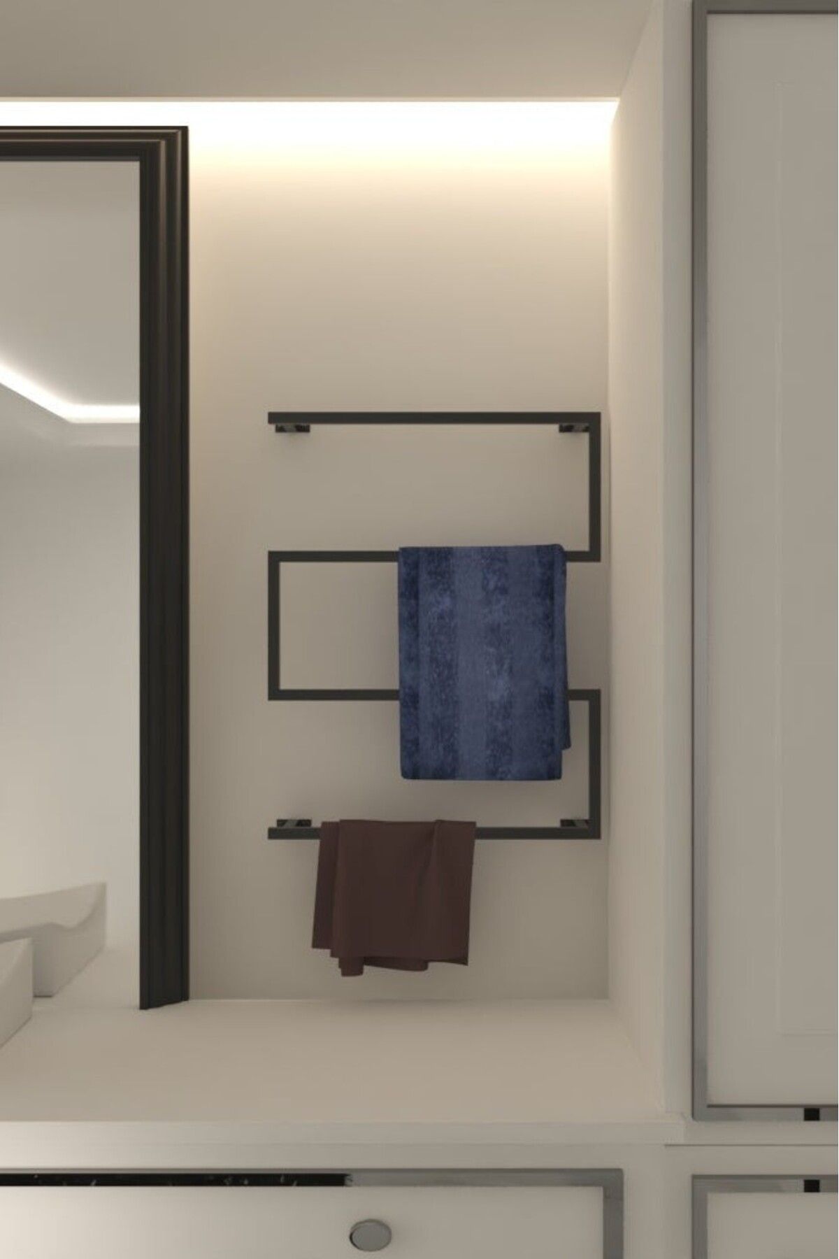 Grandmix Duvar Montajlı Modern Minimalist Banyo Havluluğu Metal Banyo Havlu Askısı Banyo Toparlayıcı