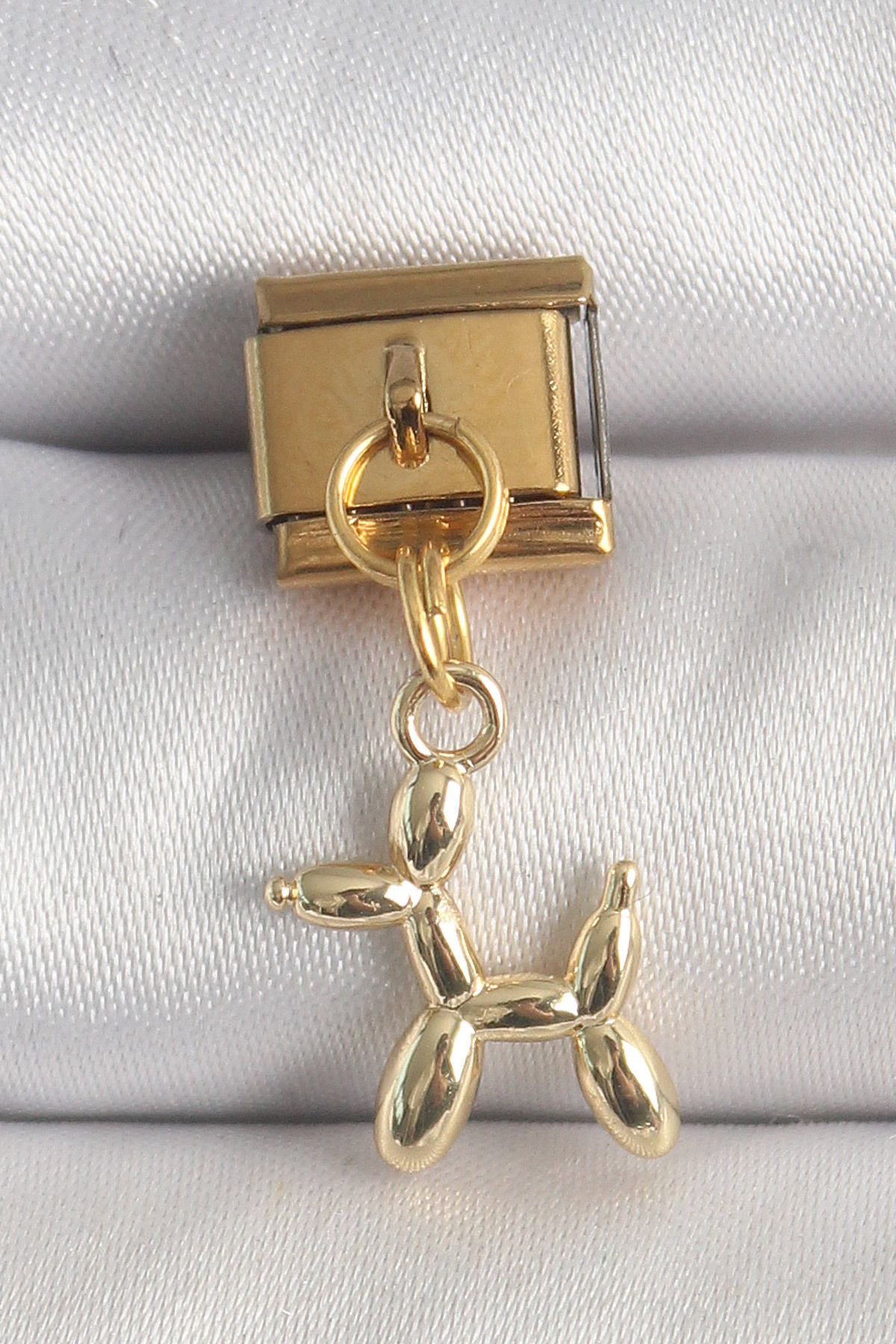NEZADE STORE 316L Çelik Gold Renk Sallantı Balan Köpek Model Nomination Charm - TJ