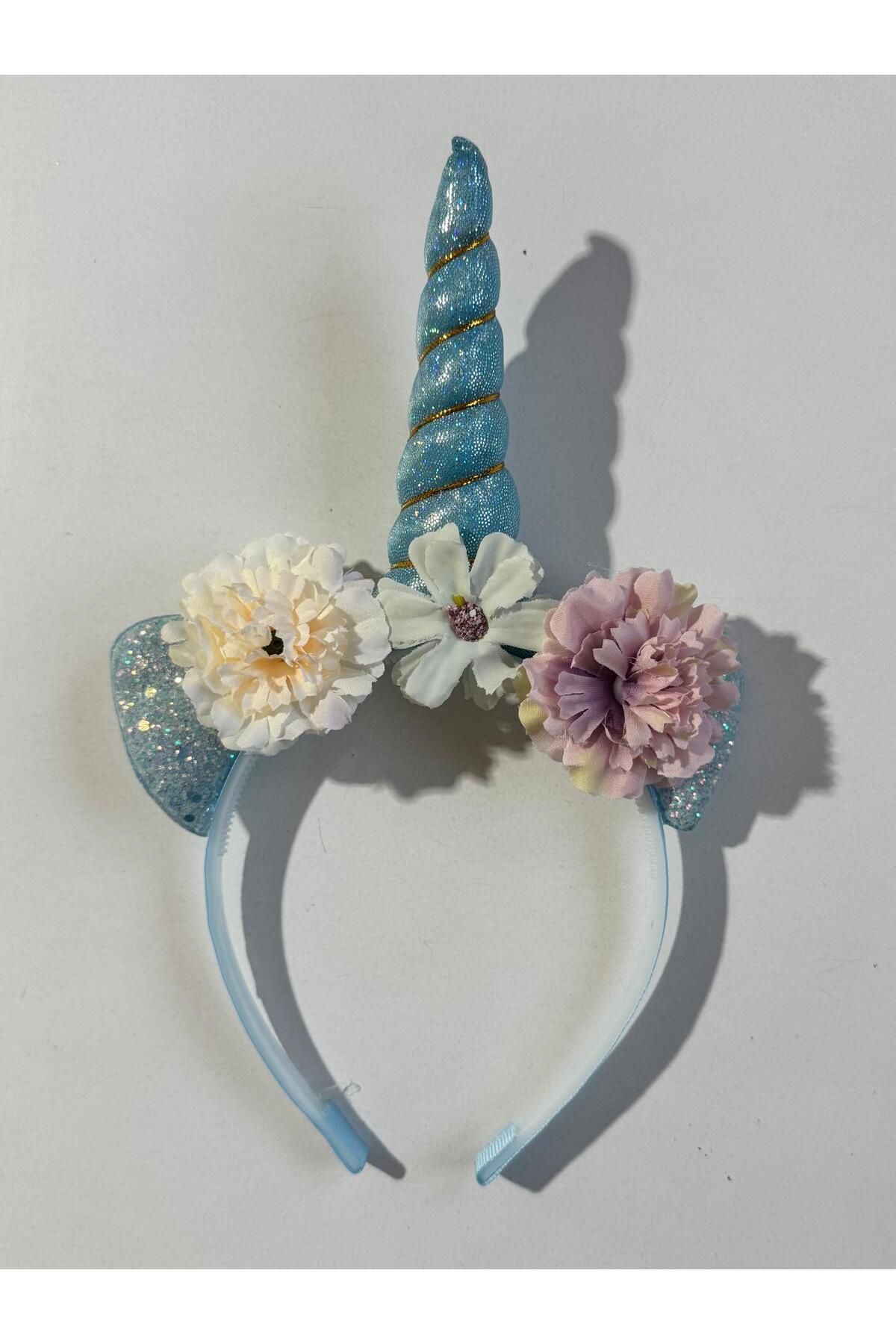 Motebarn Wear kız Çocuk Unicorn Çiçekli Taç Mavi