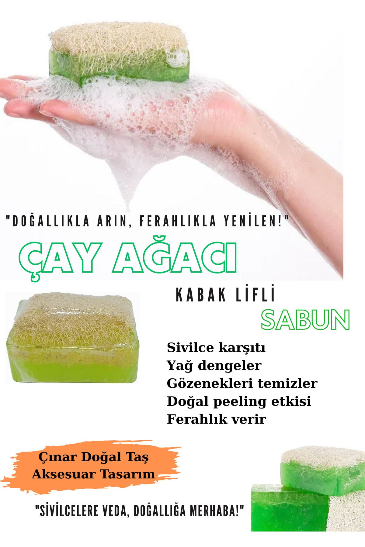 Doğal Tasarım Doğal Çay Ağacı Sabunu – ve Cilt Yenileyici
