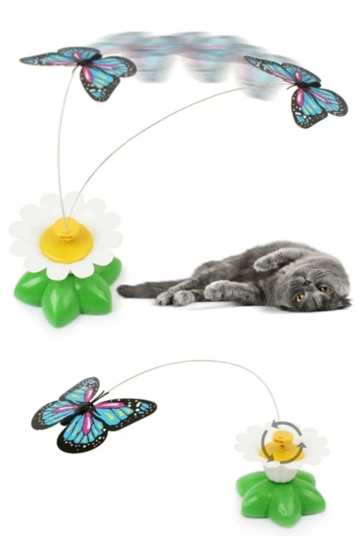 TUMU LIFE Hareketli Dönen Kelebek - Kedi Oyuncağı ( Pille Çalışır)