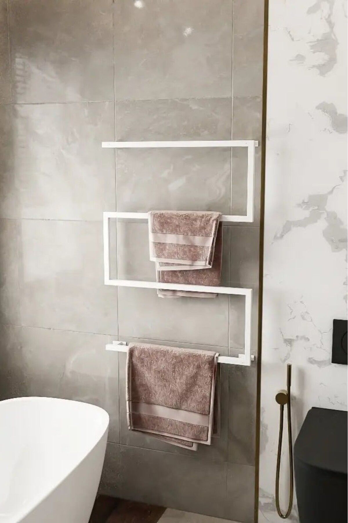 Grandmix Duvar Montajlı Modern Minimalist Banyo Havluluğu Metal Banyo Havlu Askısı Banyo Toparlayıcı