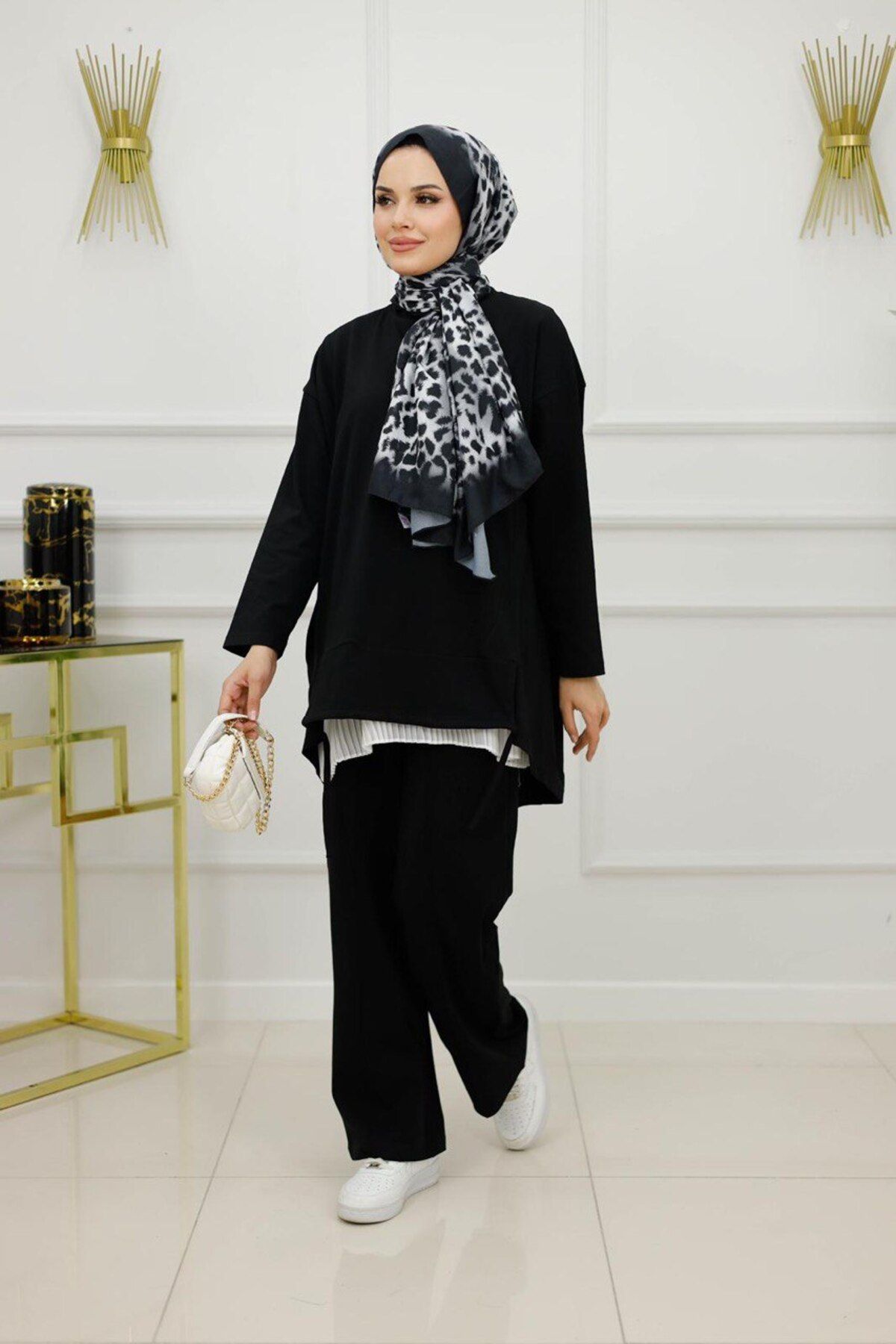 Enans Design Kadın Tesettür 2'Li Penye Takım Tunik & Pantolon