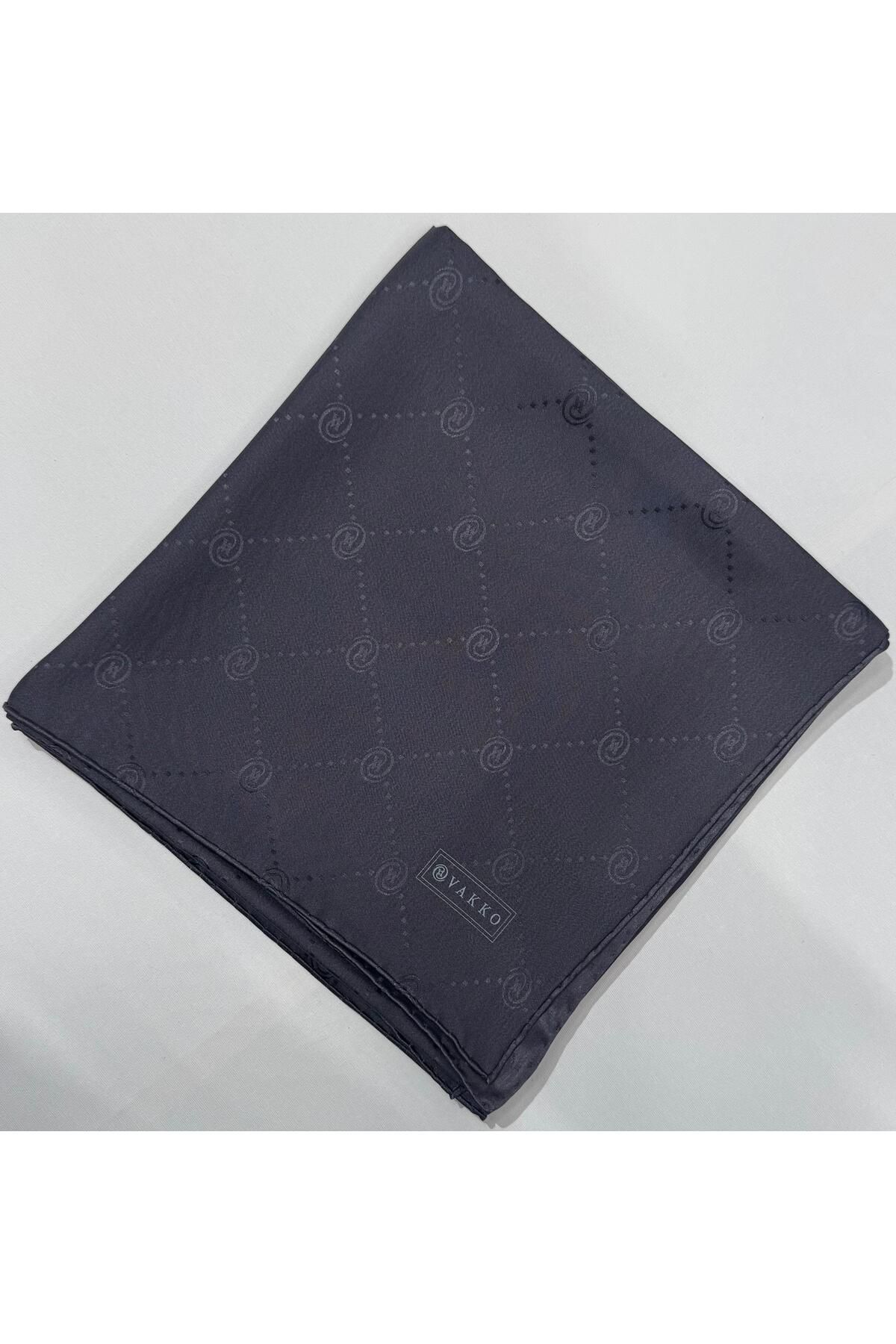 Vakko Monogram Jakar İpek Eşarp 41549-Antrasit