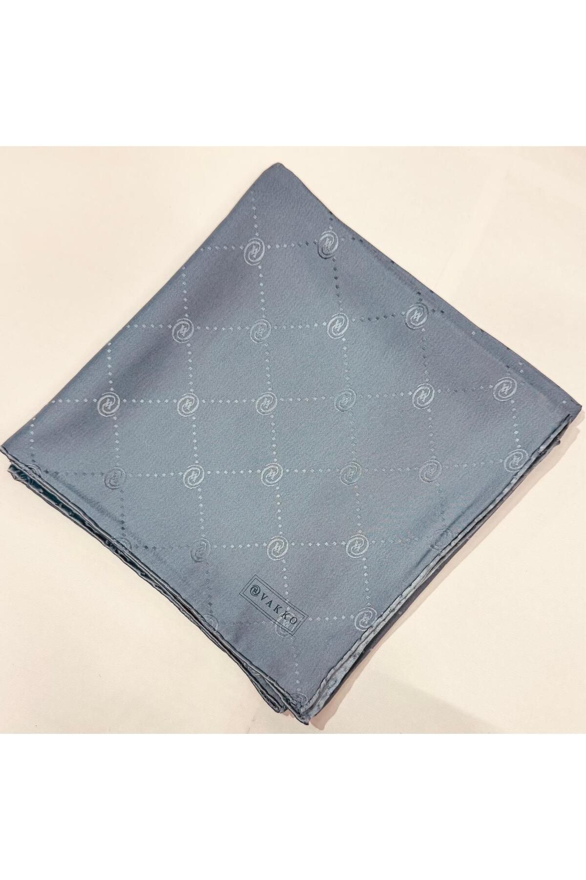 Vakko Monogram Jakar İpek Eşarp 41549-Açık Gri