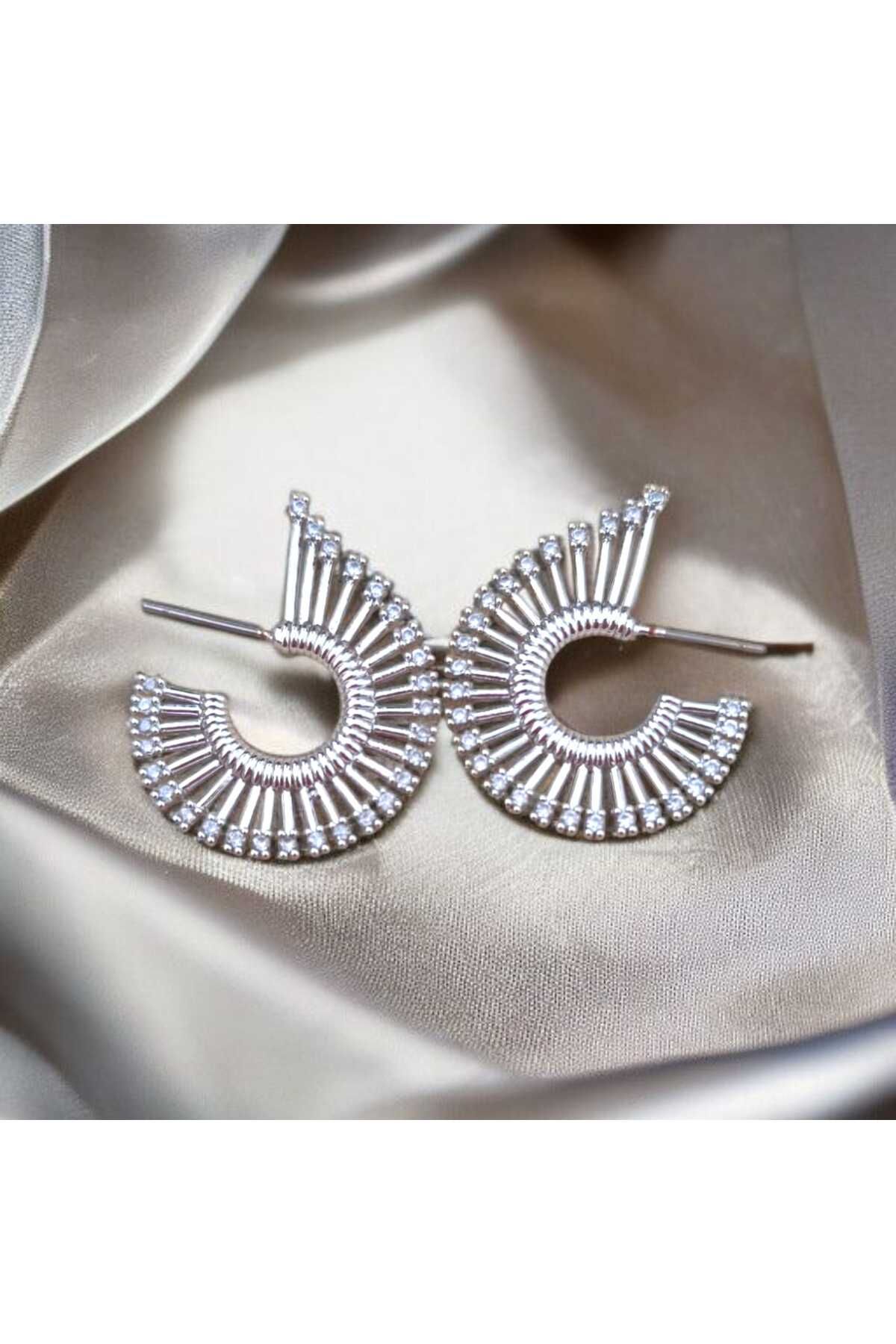 feyza collection Zirkon Taşlı Kirpi VIP Çelik Küpe
