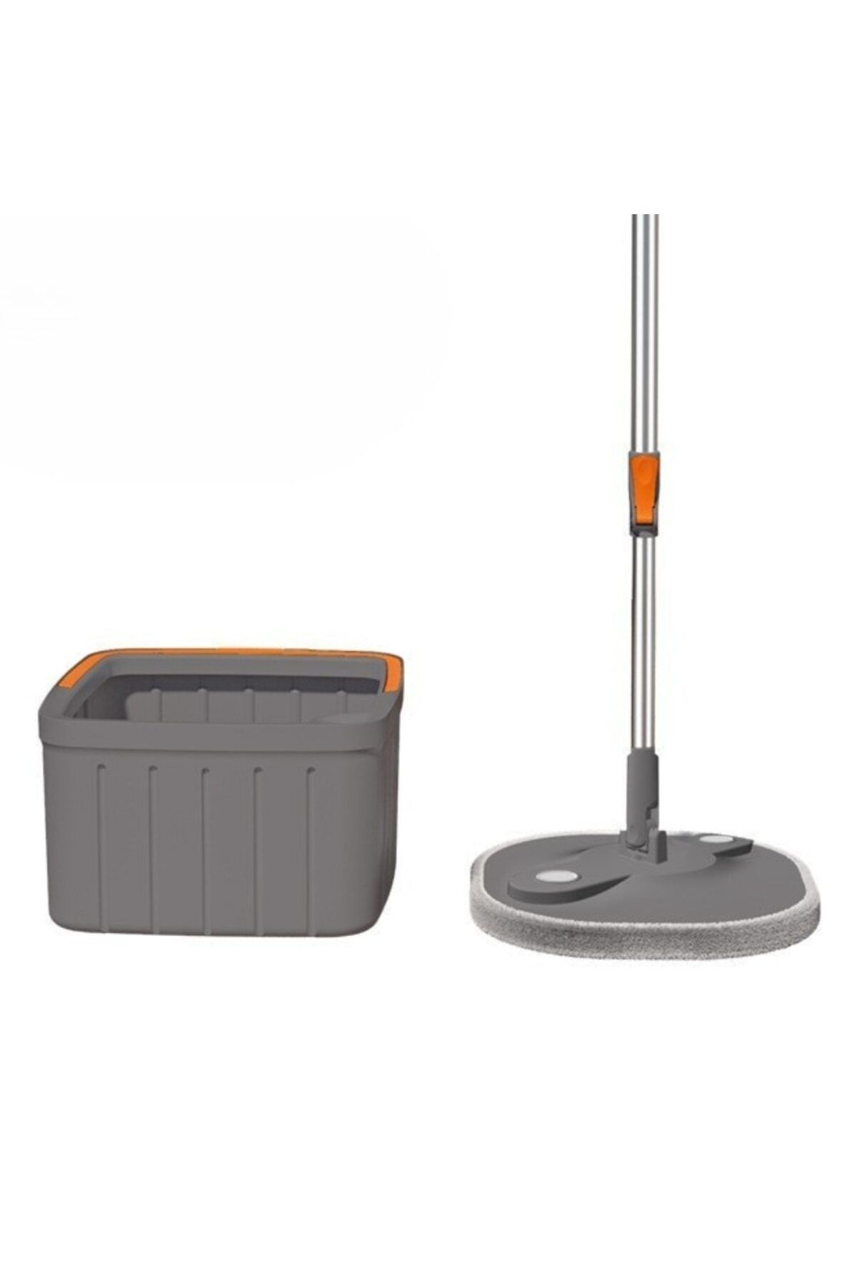 MACVI Mop Rotativ Macvi Cu Galeata, 2 Lavete Microfibra, Rotatie 360°, Stoarcere Automata, Gri Inchis - One Size
