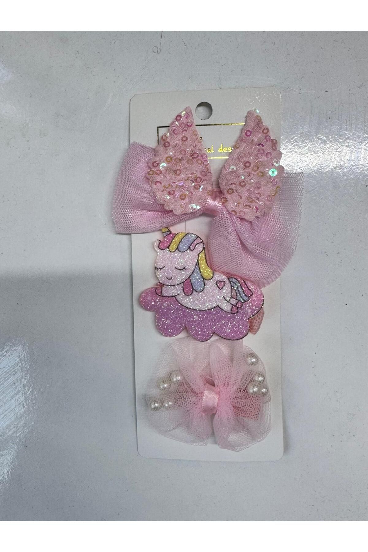 Motebarn Wear Kız Çocuk 3' lü Unicorn Klips Toka Lila