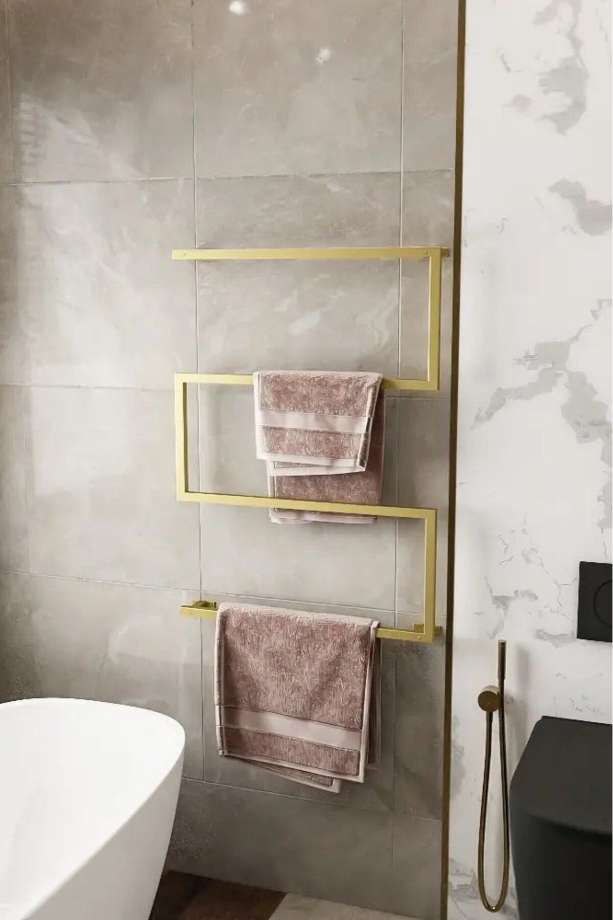 Grandmix Duvar Montajlı Modern Minimalist Banyo Havluluğu Metal Banyo Havlu Askısı Banyo Toparlayıcı
