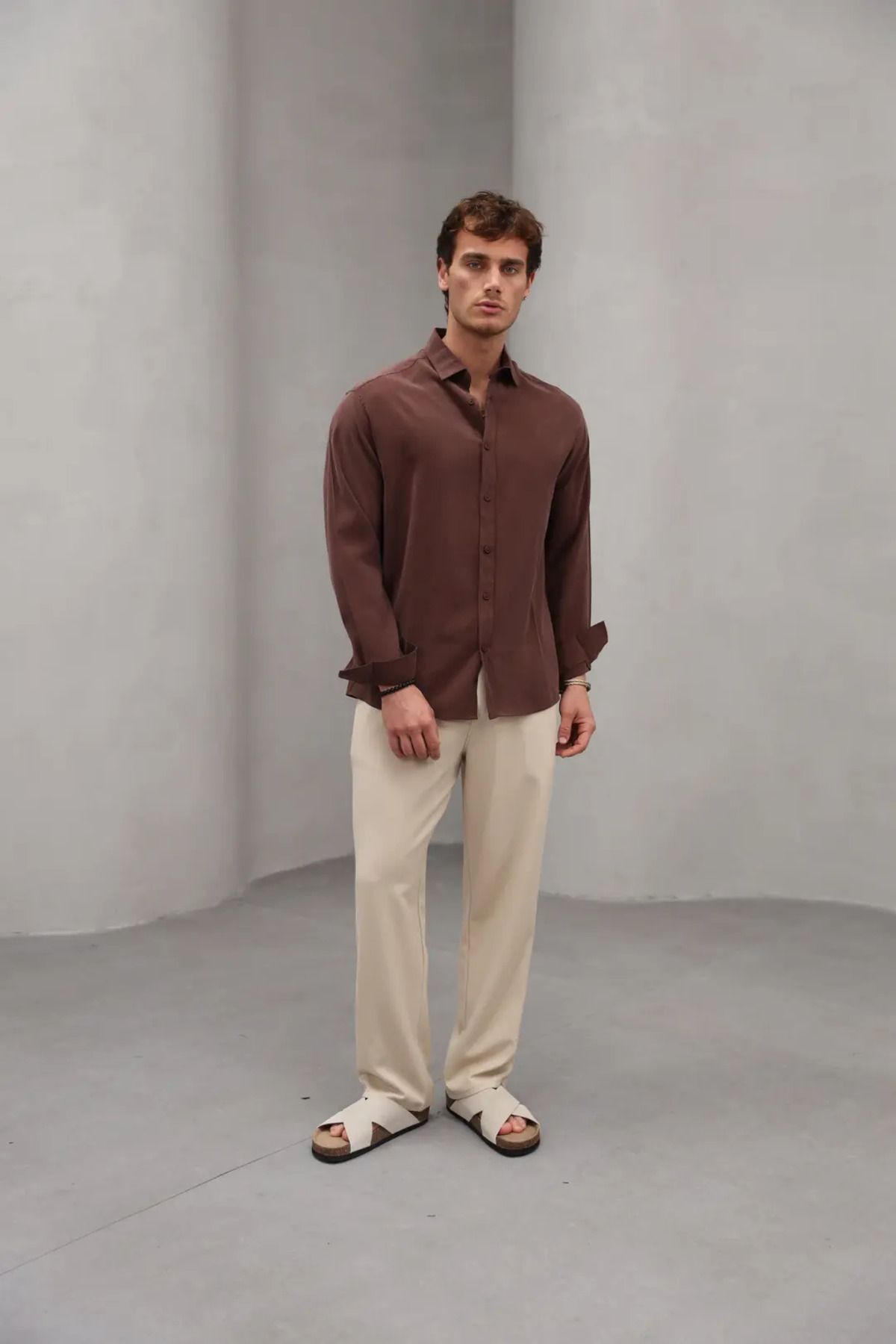OHEPMODA Soft Dokulu Modal Kumaş Erkek Gömlek