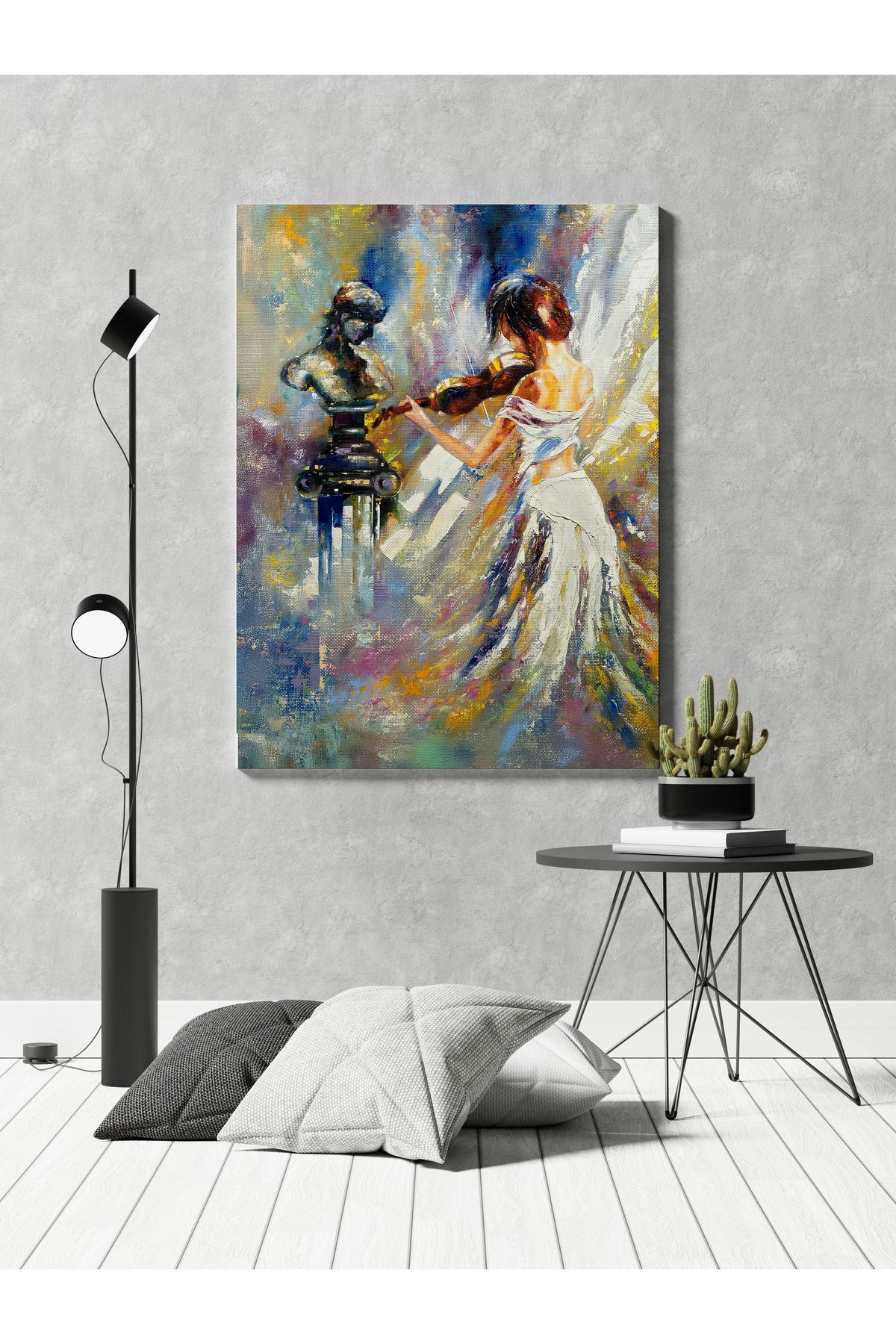 titer %100 Pamuklu Kanvas Tablo - Keman Çalan Kız UV Baskı Poster (2,5x2,5 cm, Fırınlanmış Şase)