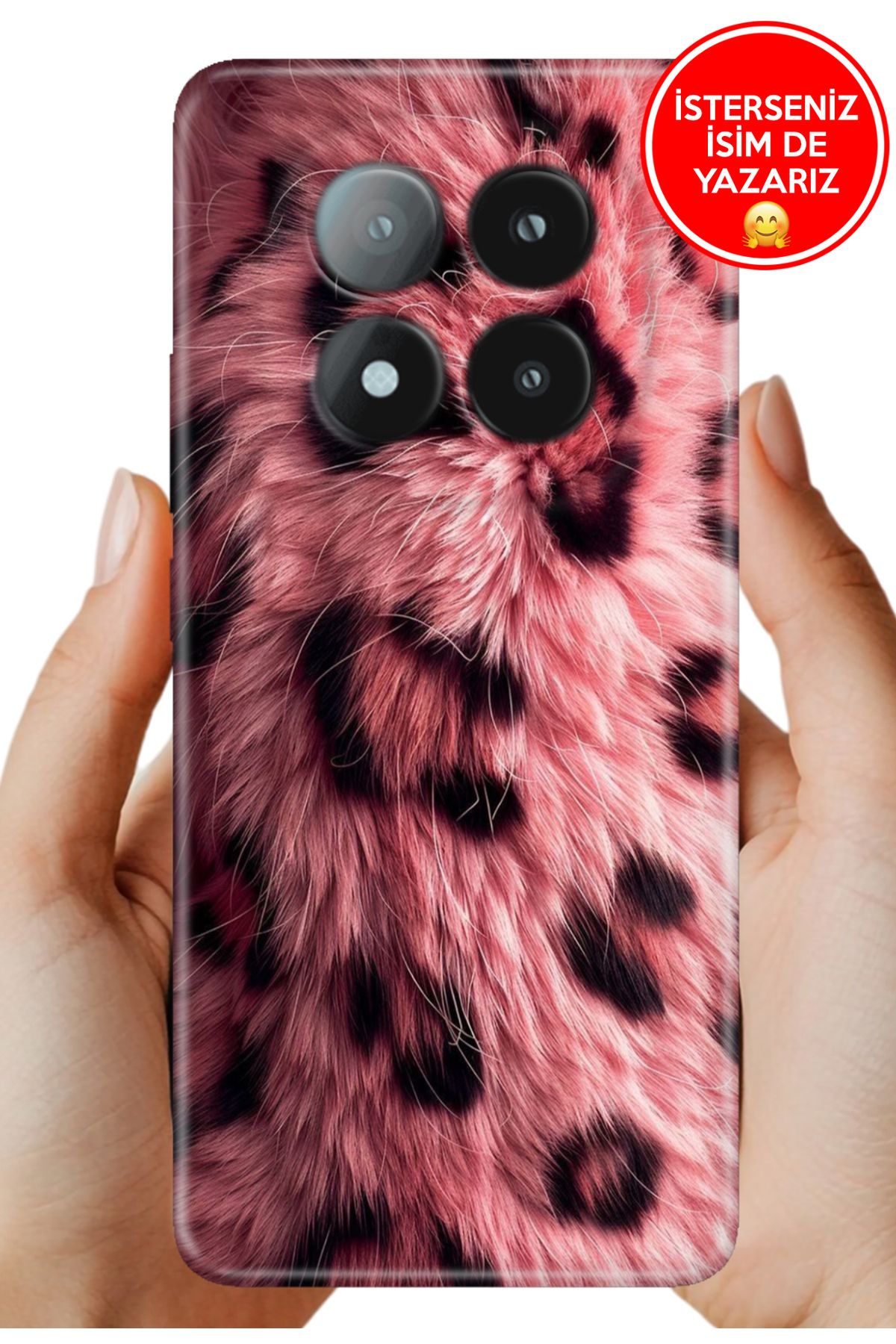 Cekuonline Redmi Note 14 Pro+ Plus Kılıf Desenli İsimli / İsimsiz Silikon Pembe Çitah