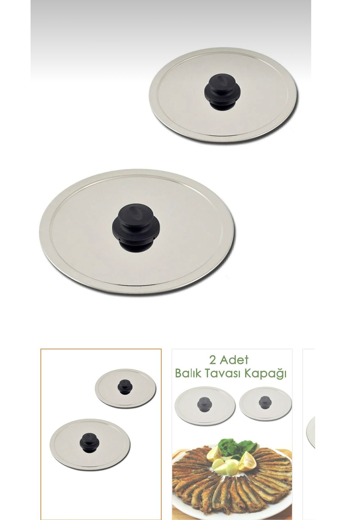 LeesHome Çelik Balık Tavası Kapağı Yağ Sıçratmaz- 2 Adet (26+34 Cm)