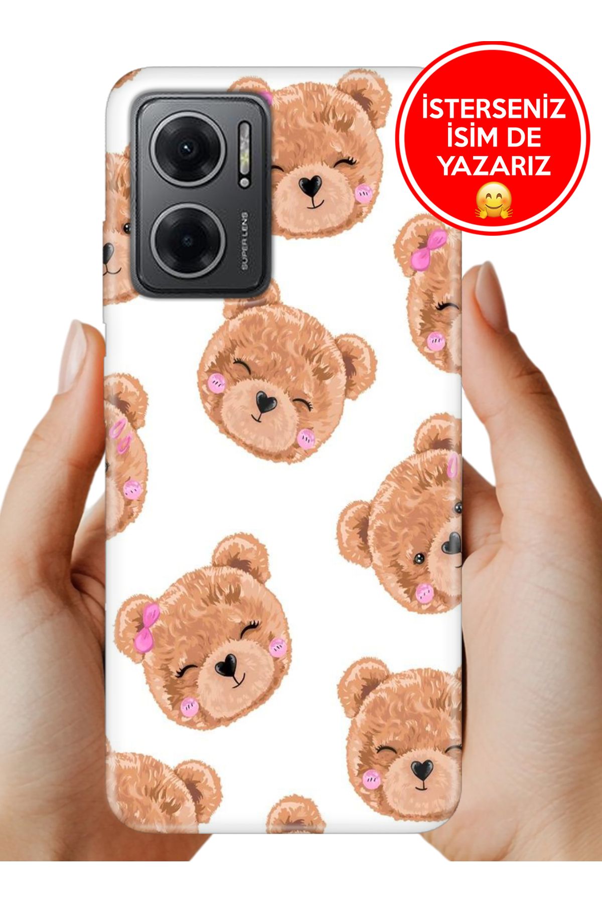 Cekuonline Redmi Note 11E Kılıf Kamera Koruma Vip-Seri Esnek Silikon Minnoş Ayıcık