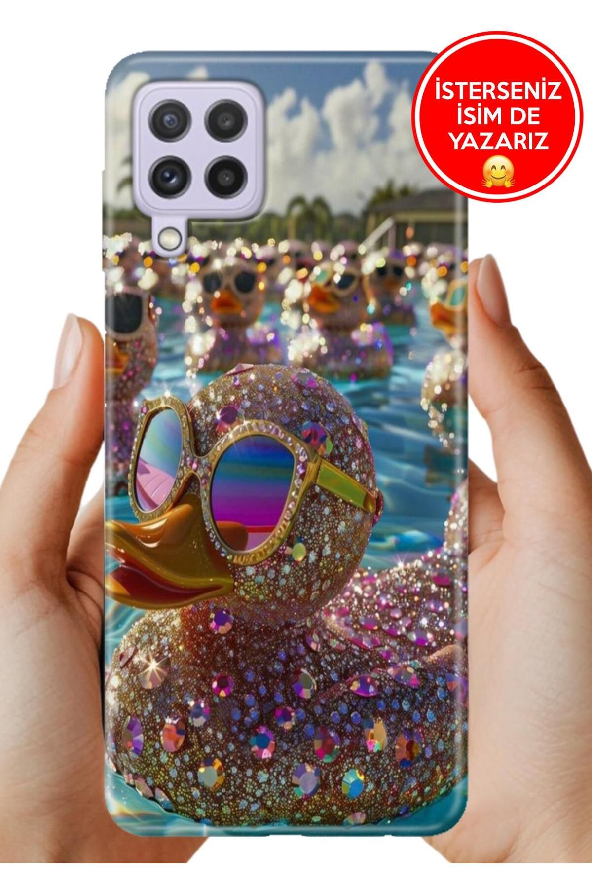 Cekuonline Samsung A22 Kılıf 0.35 mm Resimli Silikon Işıltılı Hayat