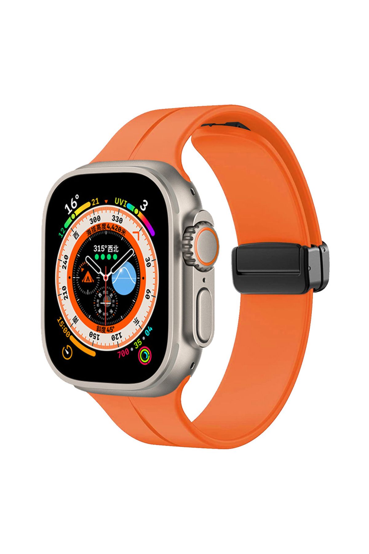 HİGUERA Watch Ultra 49mm Uyumlu KRD-84 Uyumlu HGEA Kordon-Turuncu