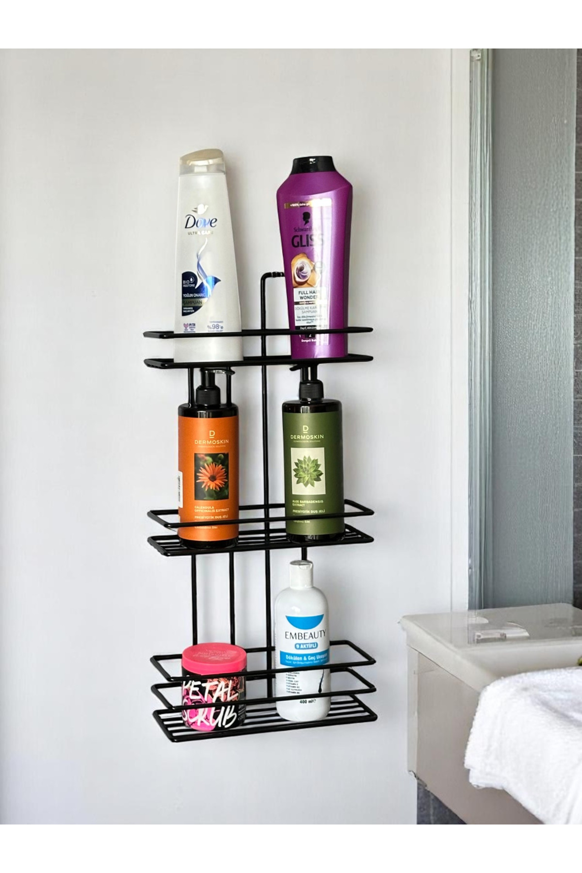 Magic Objects-3-Tier Bathroom Organizer, Adhesive Bathroom Hanger, Metal Shower Caddy Shelf 1