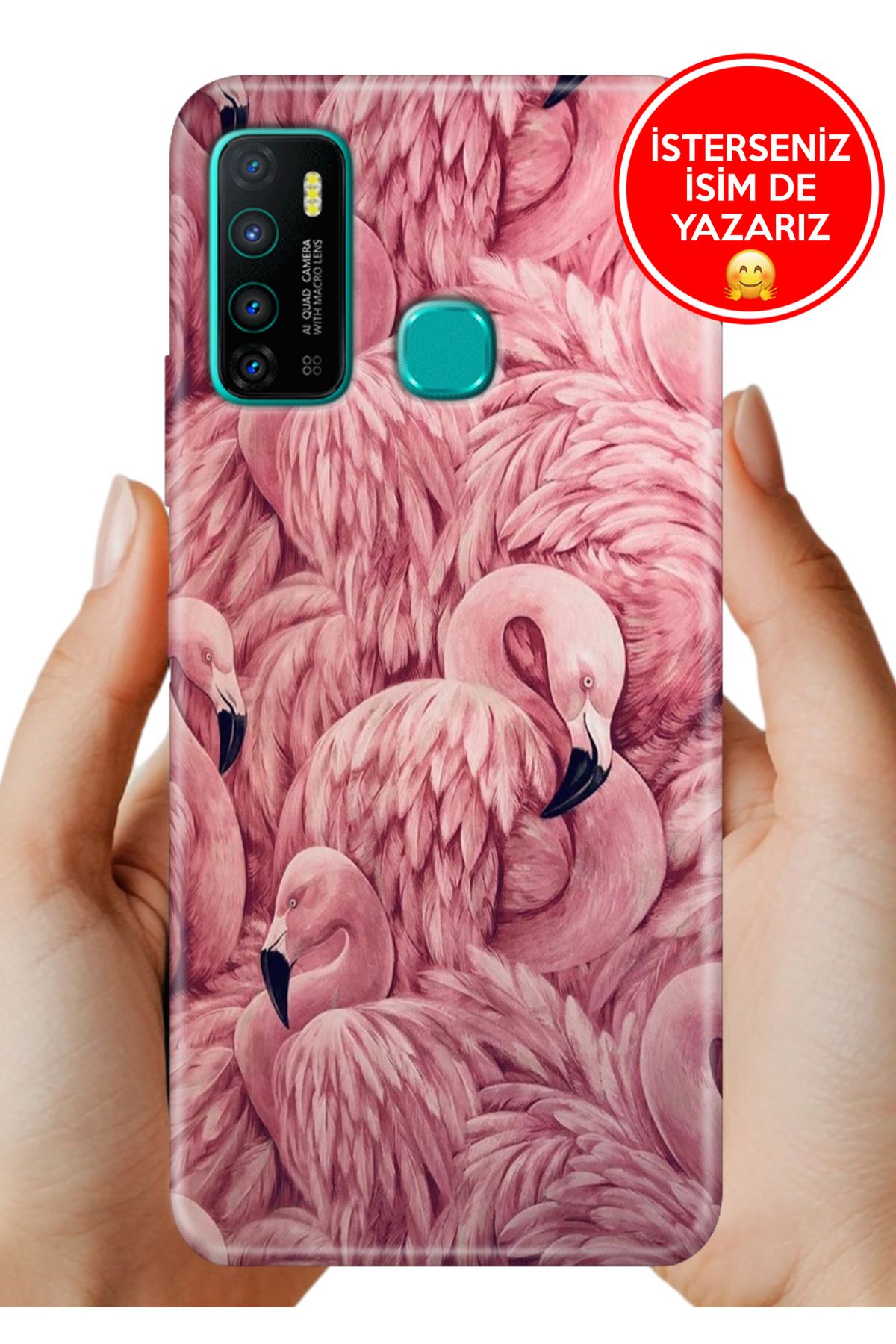 Cekuonline İnfinix Hot 9 Kılıf Lüks Desenli Silikon Cover Case Flamingo Pattern
