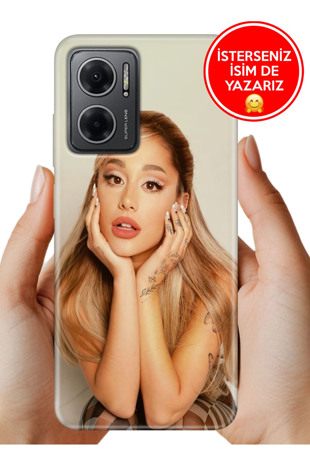 Cekuonline Redmi Note 11E Kılıf UvBaskı Özel-Tasarım Silikon Ariana Art
