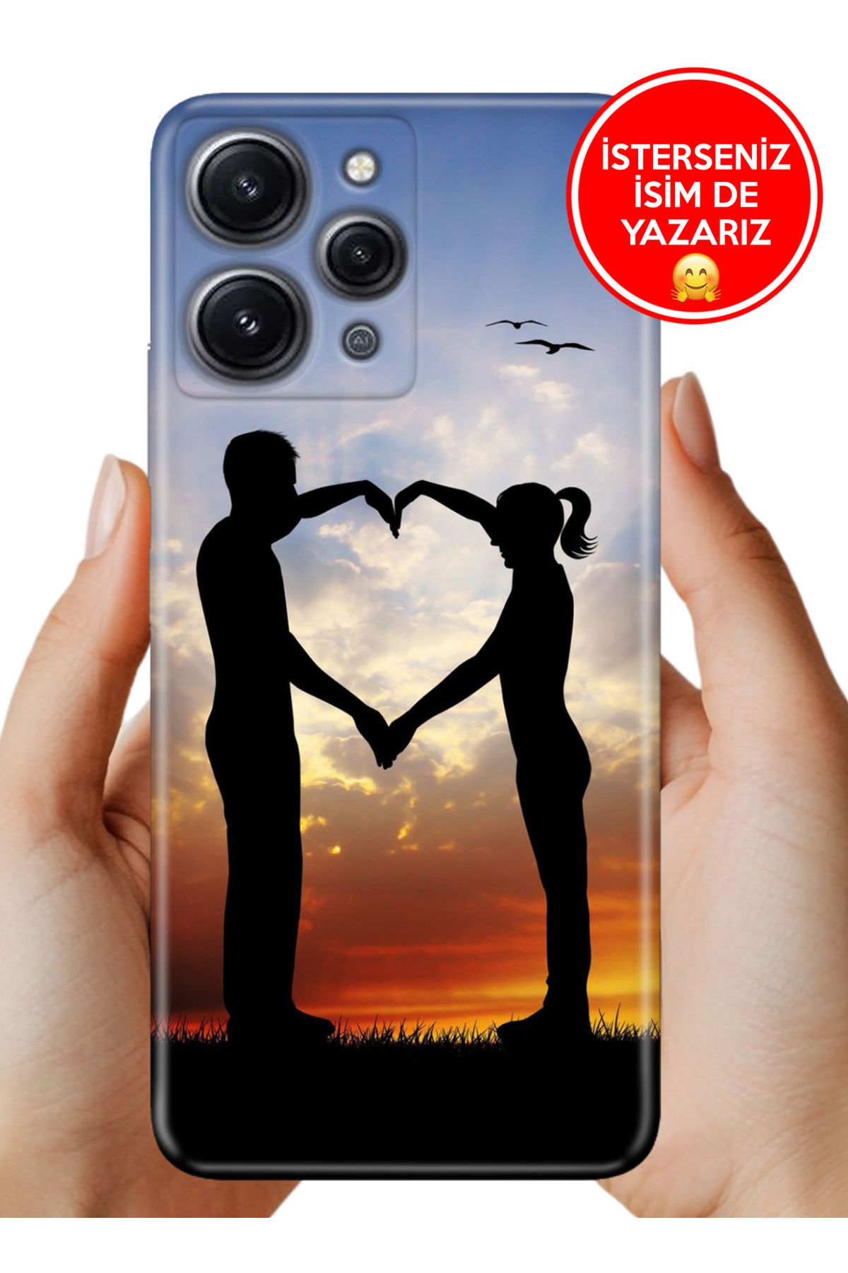 Cekuonline Xiaomi Redmi 12 Kılıf UvBaskı Özel-Tasarım Silikon Aşkın Simgesi