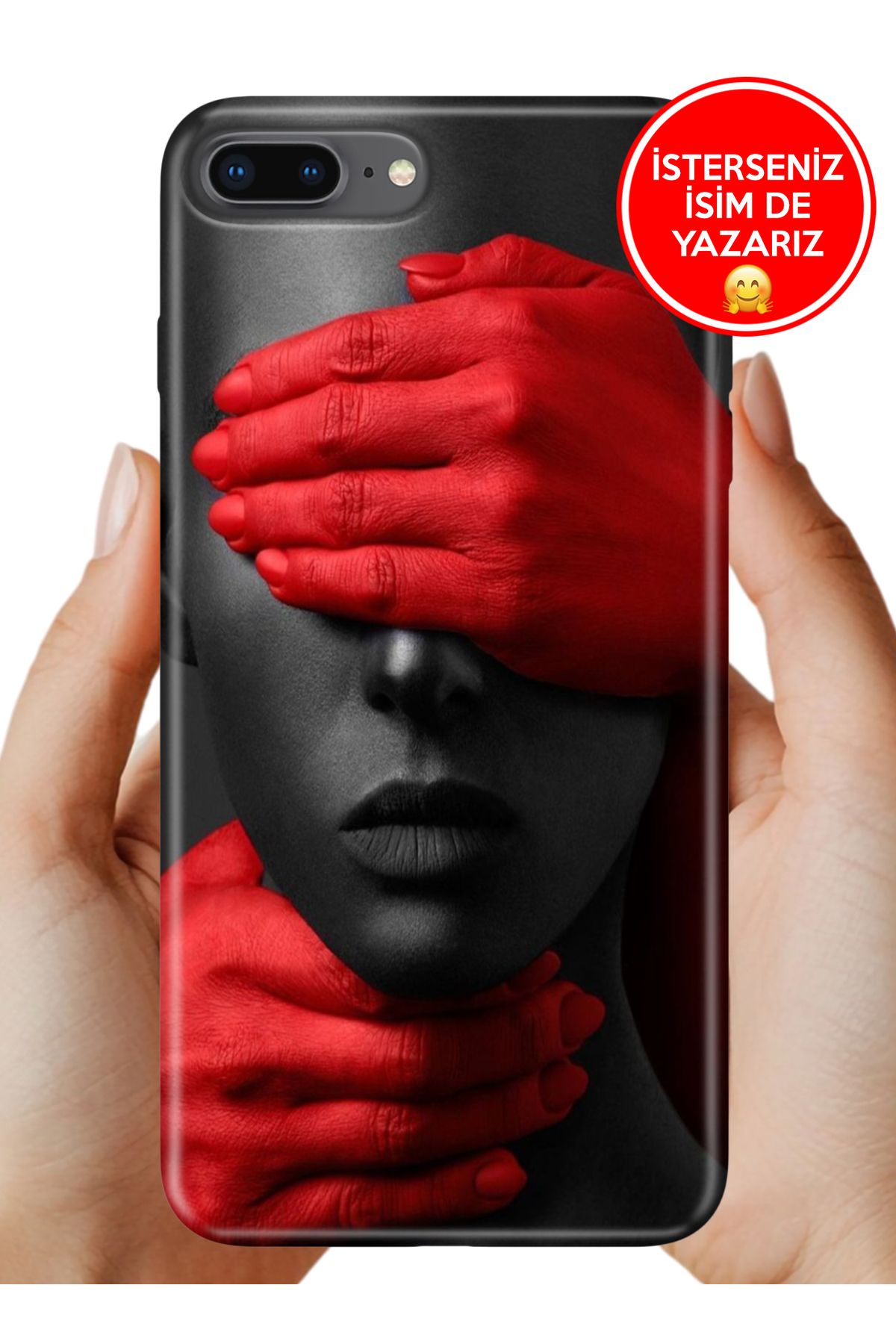 Cekuonline iPhone 7 Plus - 8 Plus Kılıf Desenli İsimli / İsimsiz Silikon Red Model