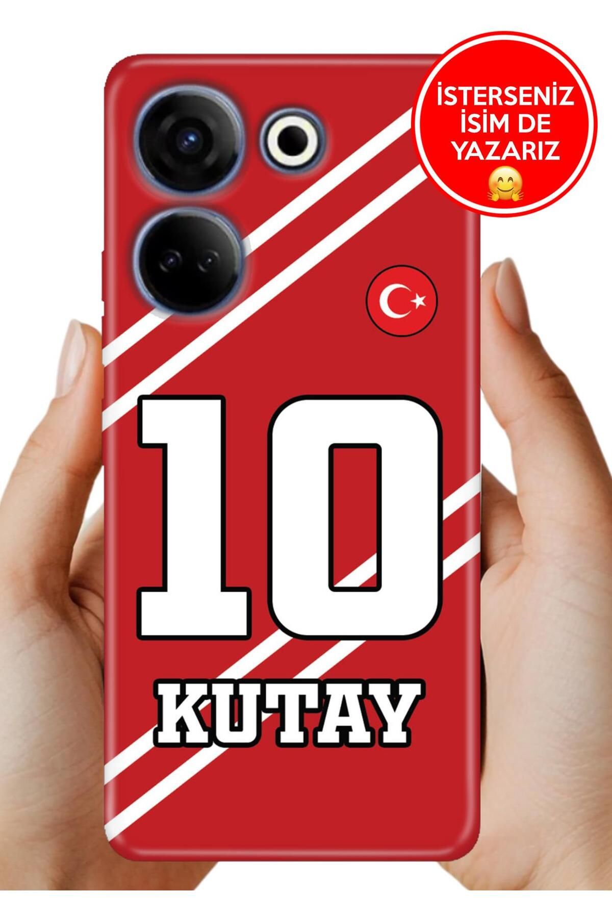 TECNO Camon 20 (CK6n) Kılıf Kişiye Özel İsim Yazılı Forma Tasarım Silikon Çapraz Çizgili