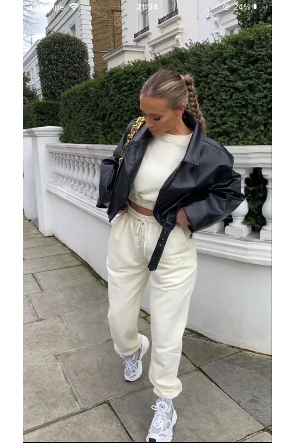 UYN SPORT Beyaz Jogger Paça Pamuk Polyester Gri Eşofman Altı