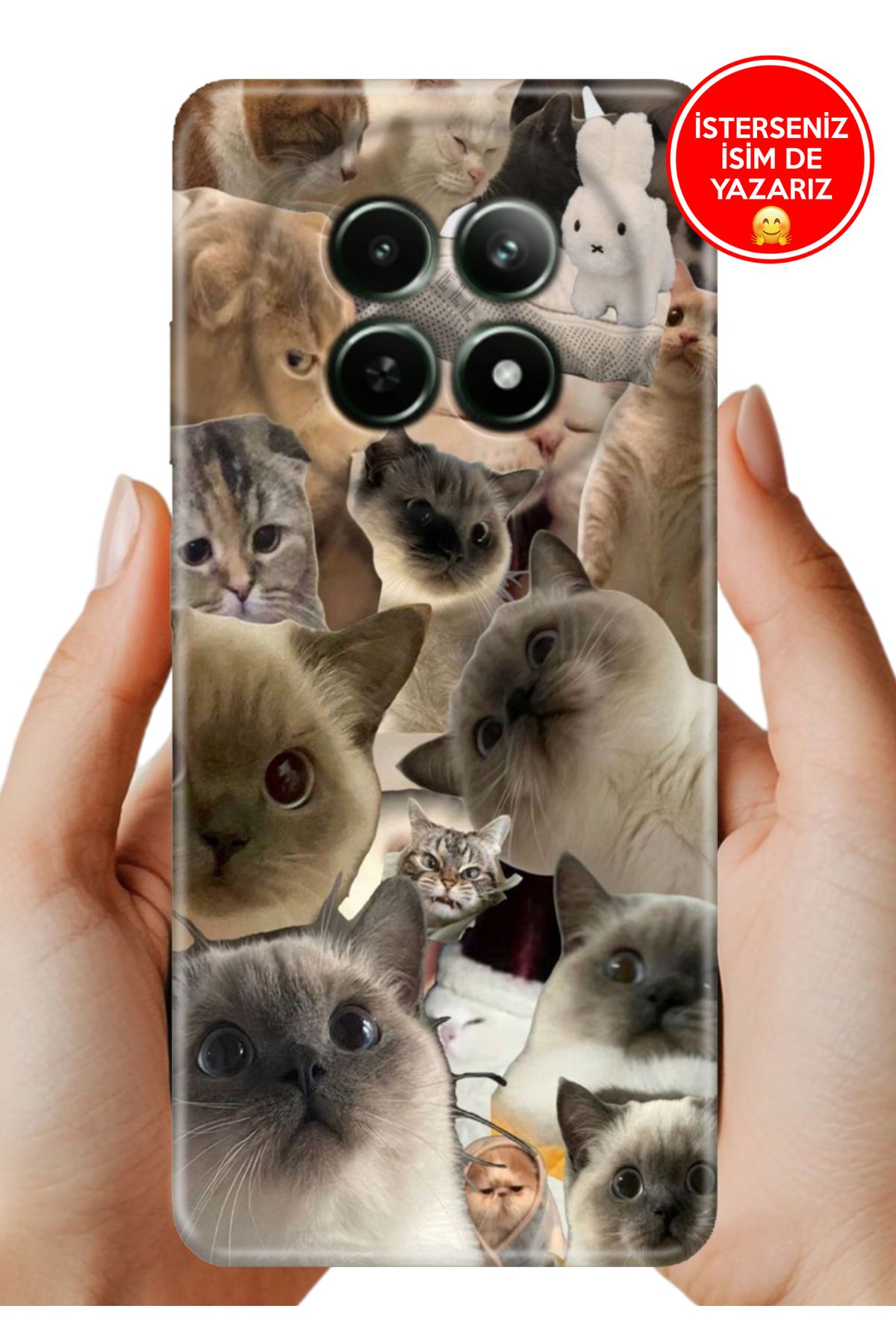 realme 12+ Plus Kılıf 0.35 mm Resimli Silikon Karma Kediler