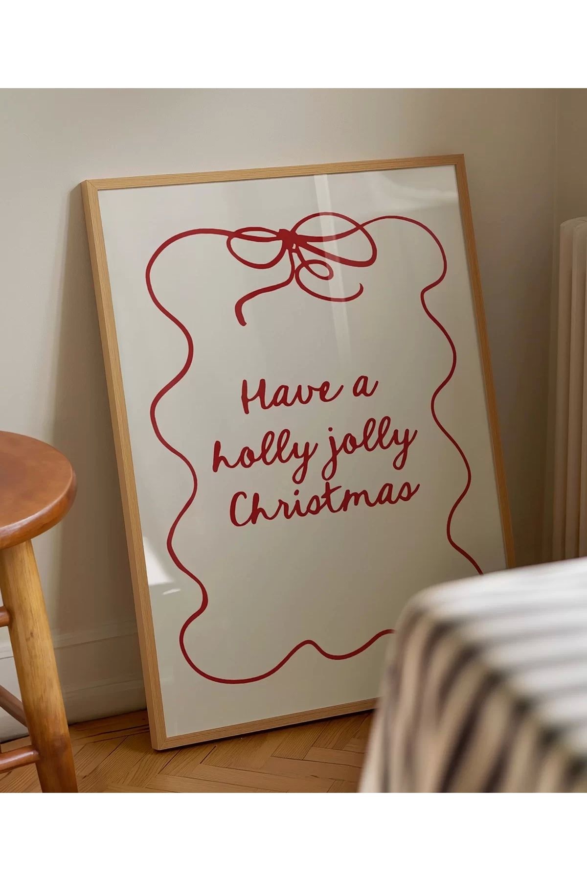 VOGLOO Çerçevesiz Poster Holly Jolly Christmas Mesajı