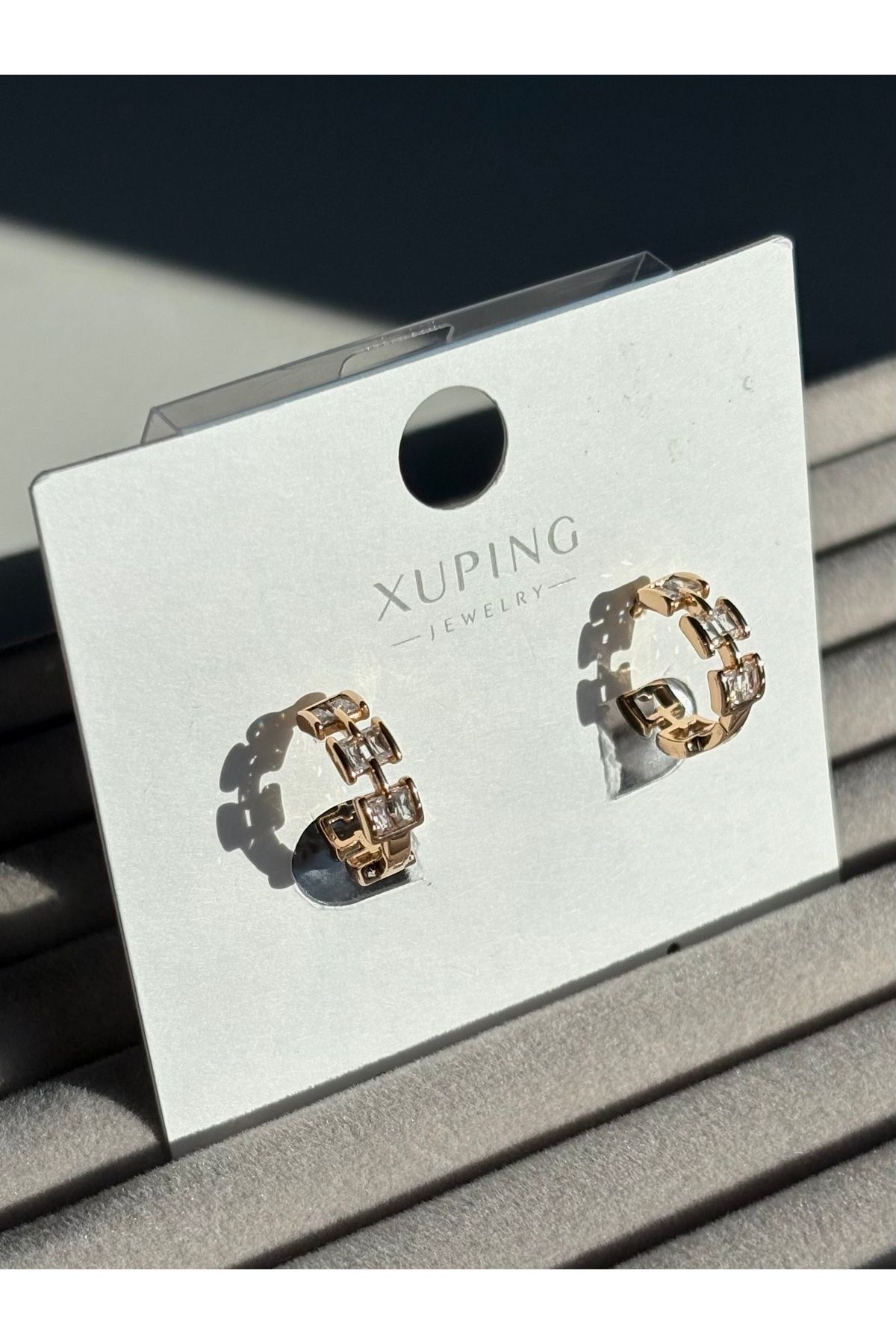 ETERNAL SUNSHINE Xuping Çelik Taşlı Küpe Halka Küpe Rose Gold | Kadın Modern LUXE Model Küpe Eternal Sunshine