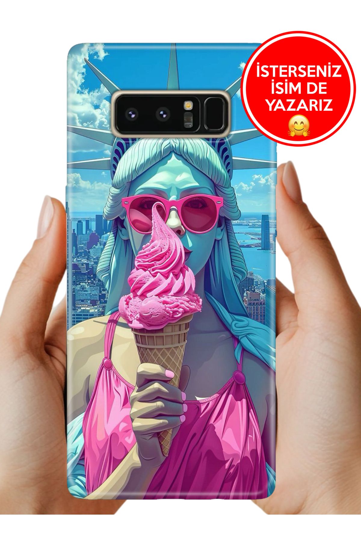 Cekuonline Galaxy Note 8 Kılıf Desenli Baskılı Kamera Korumalı ZRR Silikon Özgürlük Heykeli