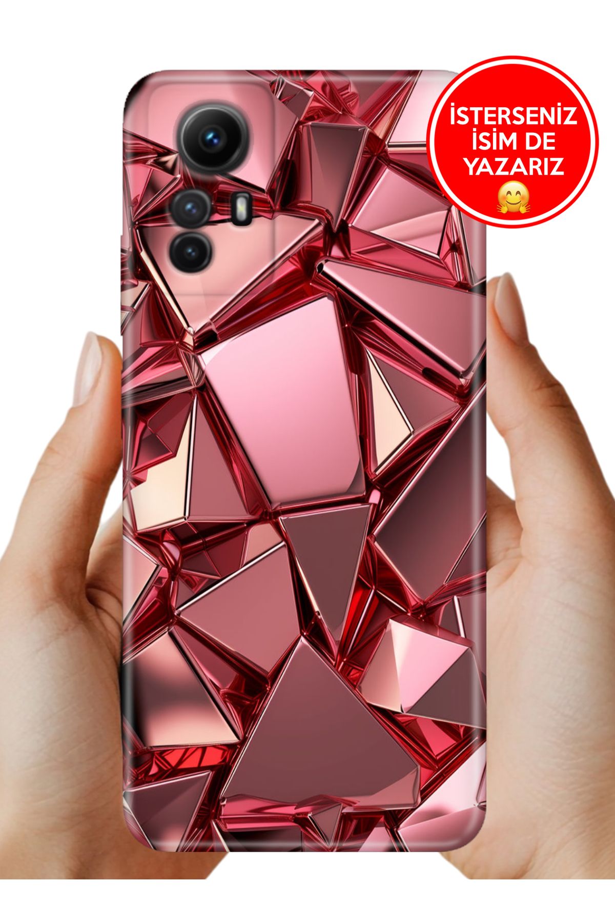 Cekuonline Mi Redmi Note 12s Xiaomi Kılıf Desenli İsimli / İsimsiz Silikon PembeDeco