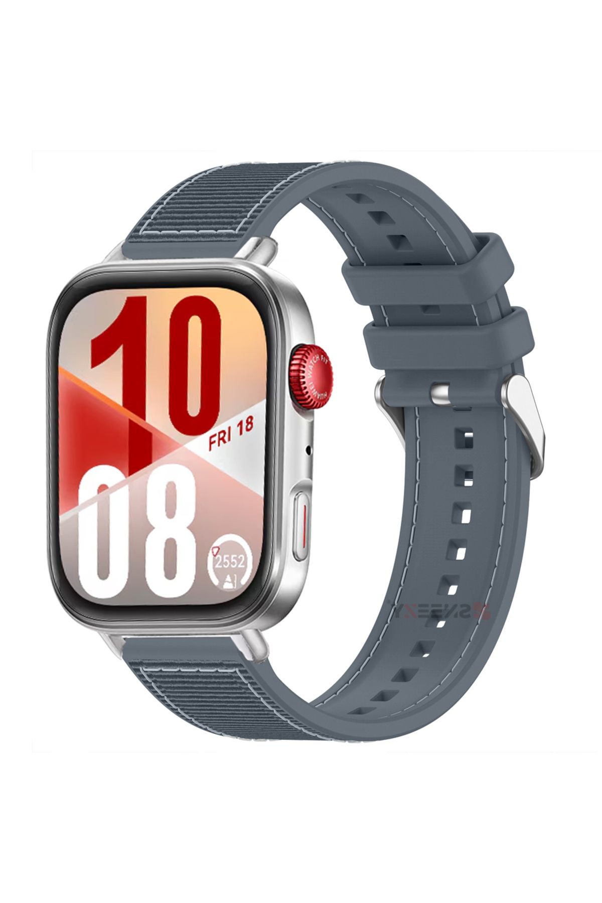 Sneezy Huawei Watch Fit 4 Fit 4 Pro İle Uyumlu Dikiş Desenli Metal Tokalı Dokuma Silikon Kordon