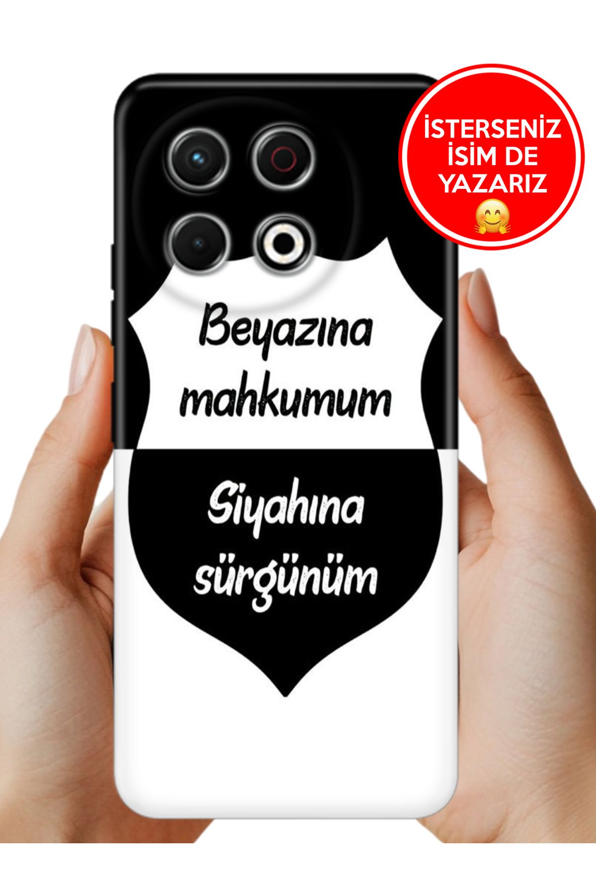TECNO Spark 30 Pro KL7 Kılıf Tam Rubber Esnek Silikon Full Koruma Siyah Beyaz Aşkım