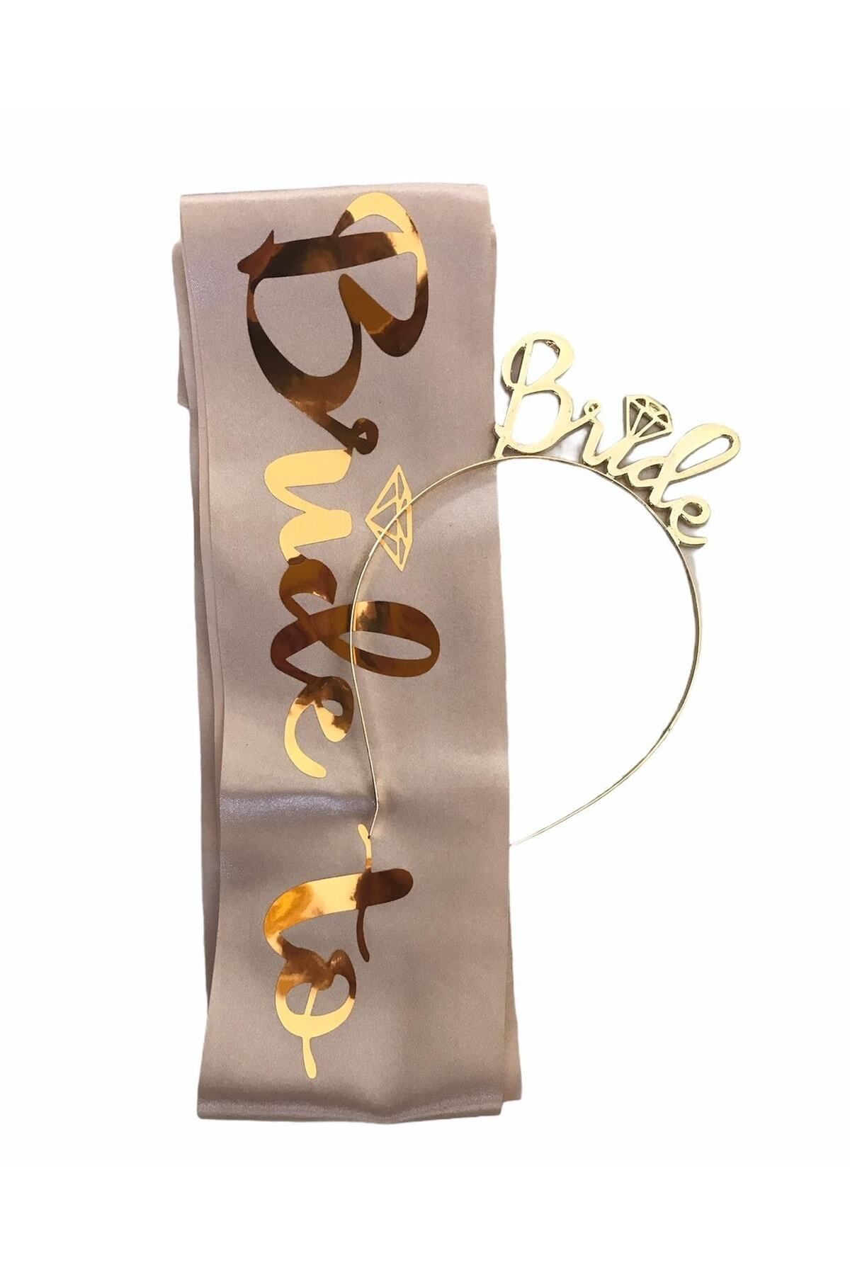 DOĞA PARTİ EVİ Bride To Be Gold Yazılı Plastik Taç Ve Kuşak Seti