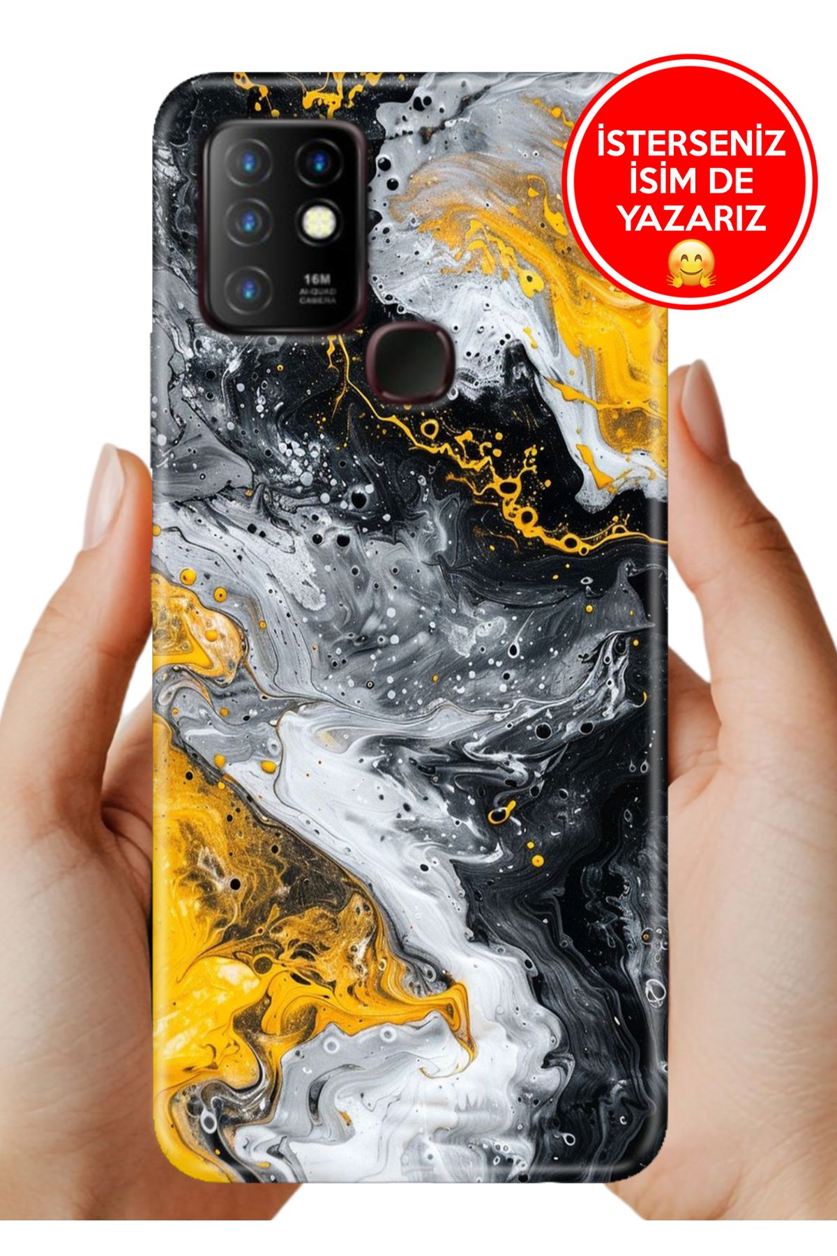 Cekuonline İnfinix Hot 10 Kılıf Tam Rubber Esnek Silikon Full Koruma SiyahSarı 22