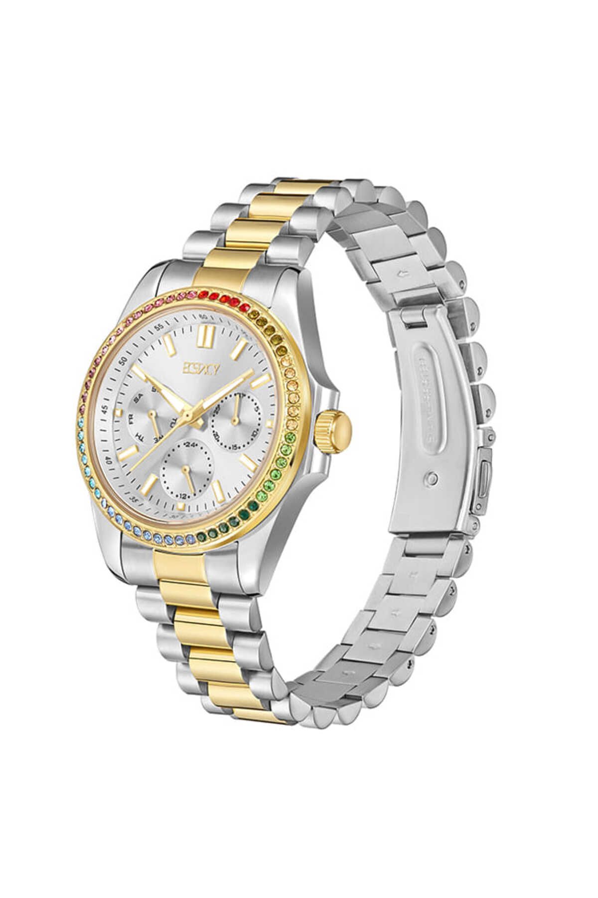 ECSTACY-Women's Multi Function Silver Dial Watch - E23615-TBTS 2