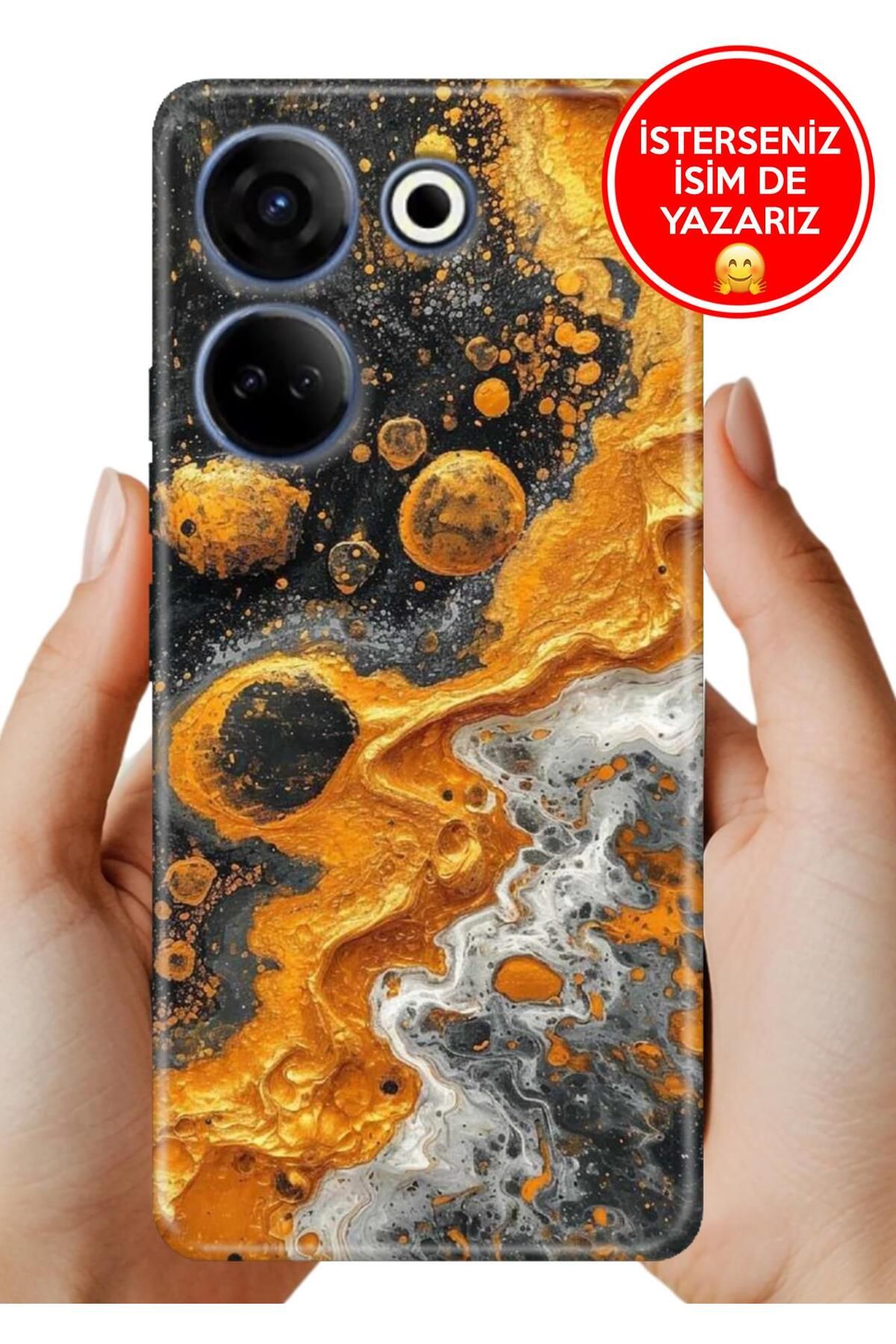 TECNO Camon 20 (CK6n) Kılıf Kamera Korumalı Full Desen Arka Silikon Krater