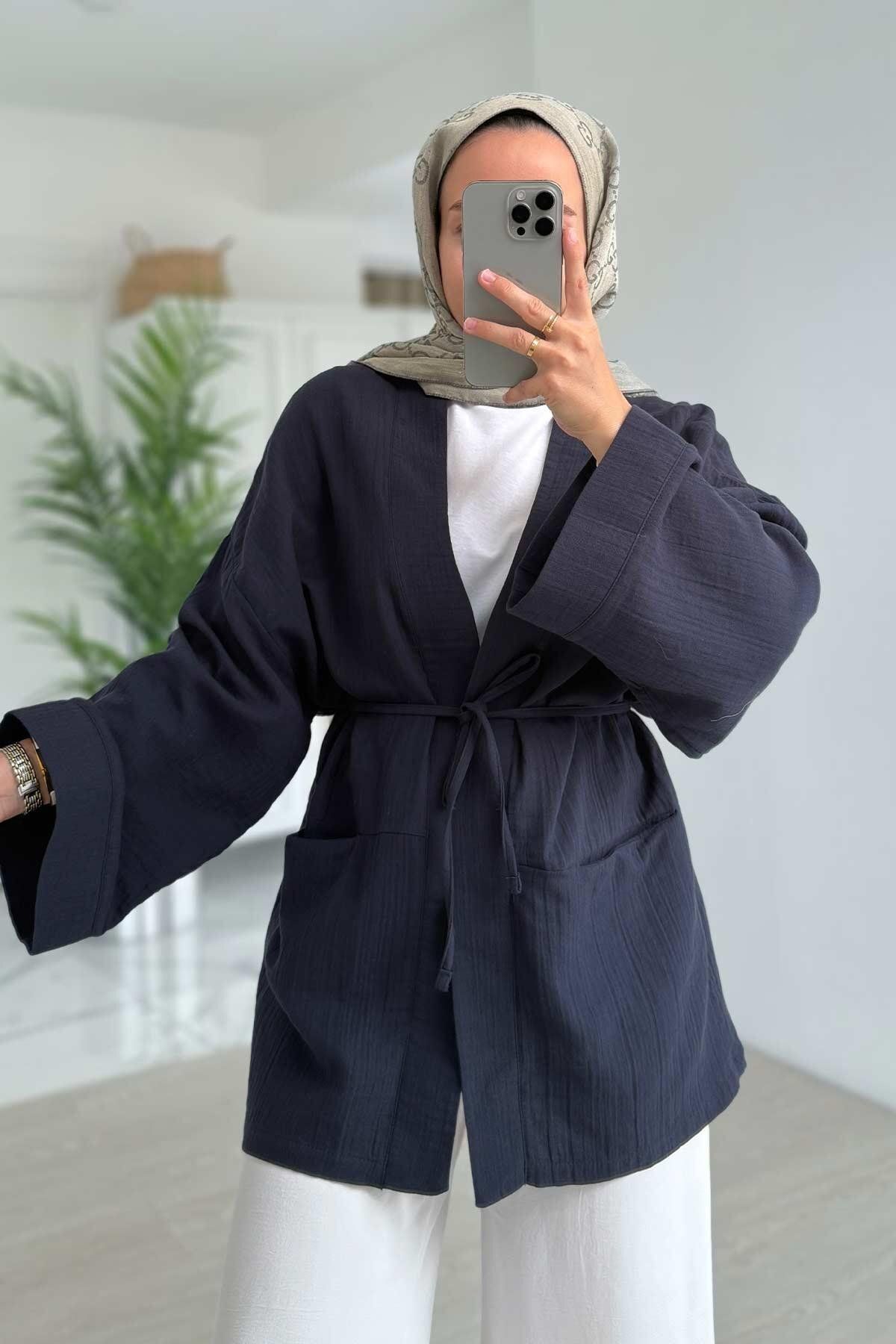Ka Hijab Müslin Kimono - Lacivert