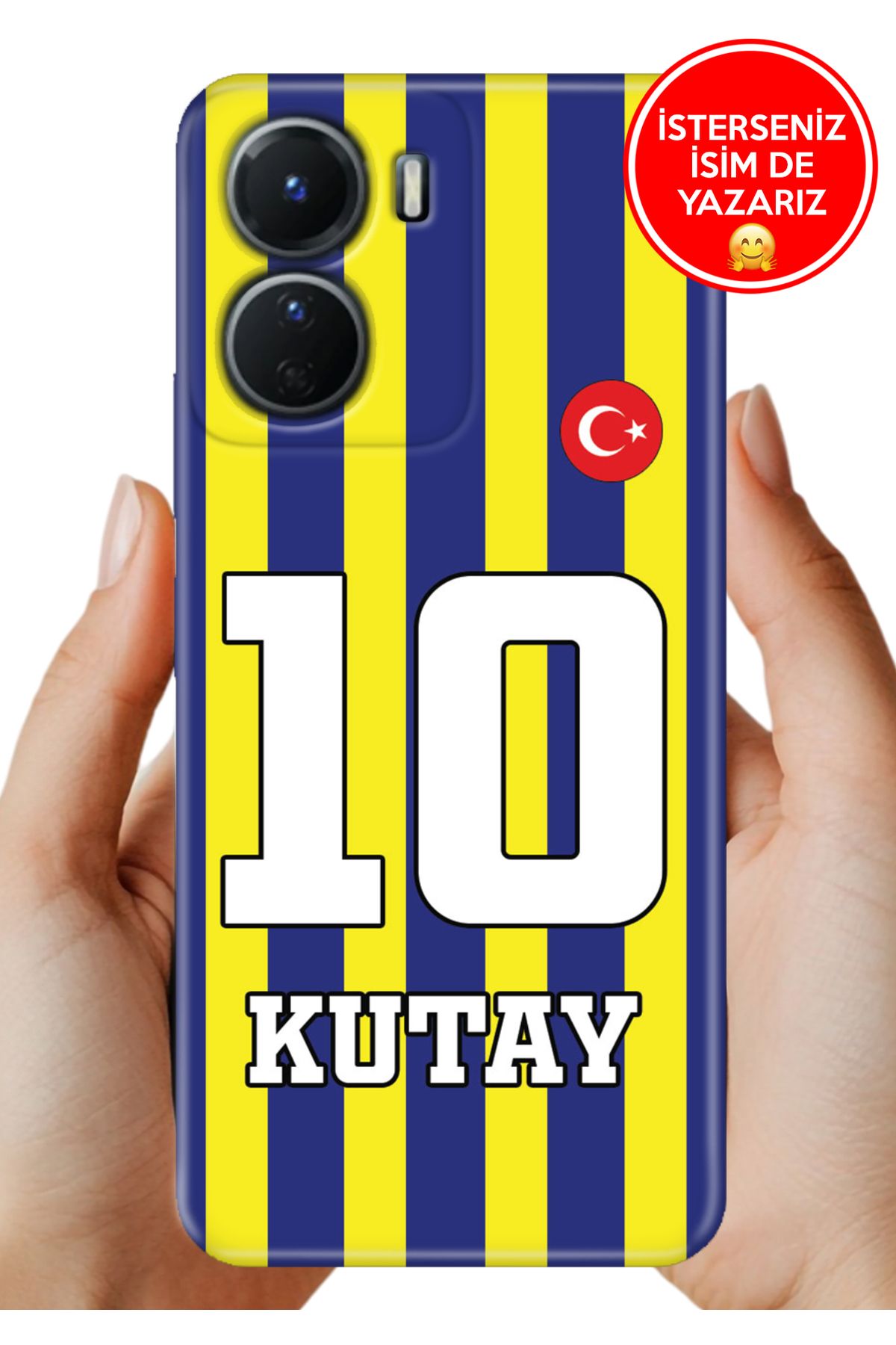 Cekuonline Y16 Kılıf Kişiye Özel İsim Yazılı Forma Tasarım Silikon Çubuklu