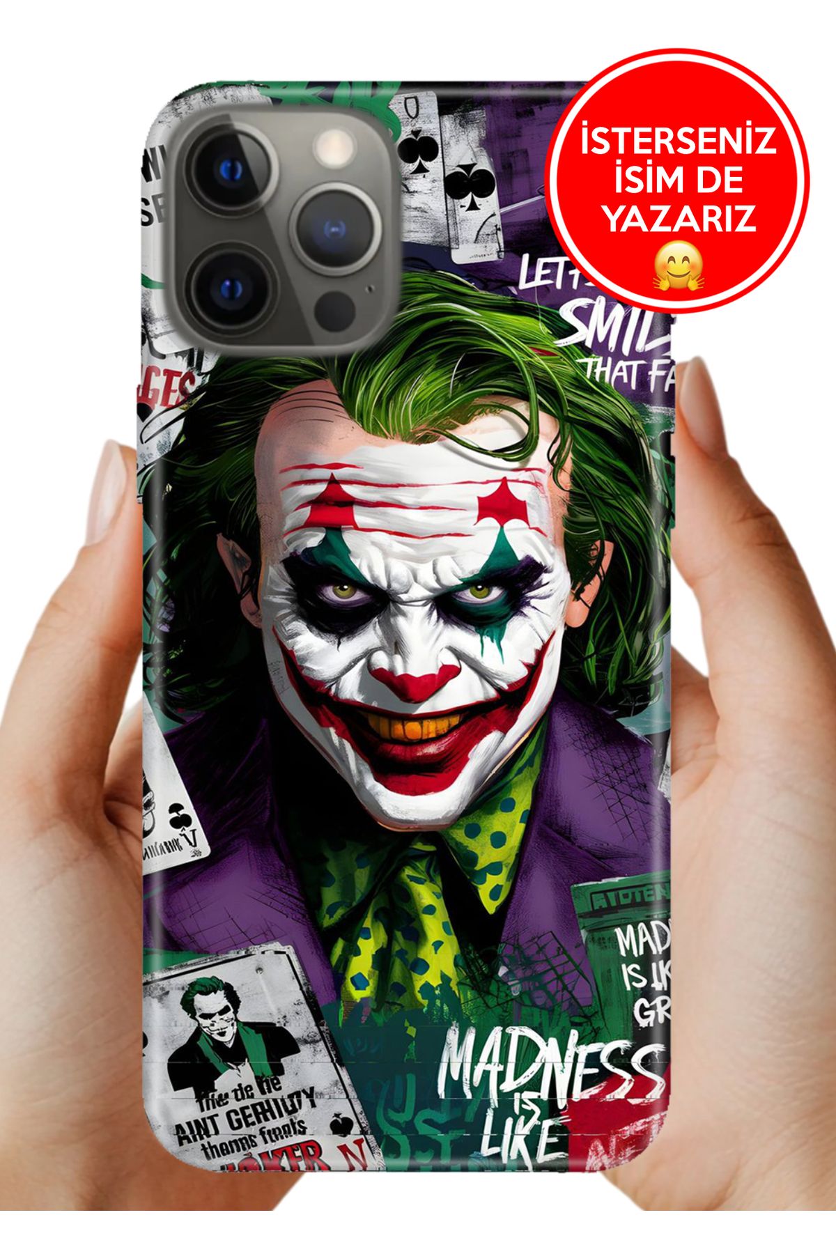 Cekuonline iPhone 12 Pro Max 6.7 5G Kılıf 0.35 mm Resimli Silikon Joker--Smile