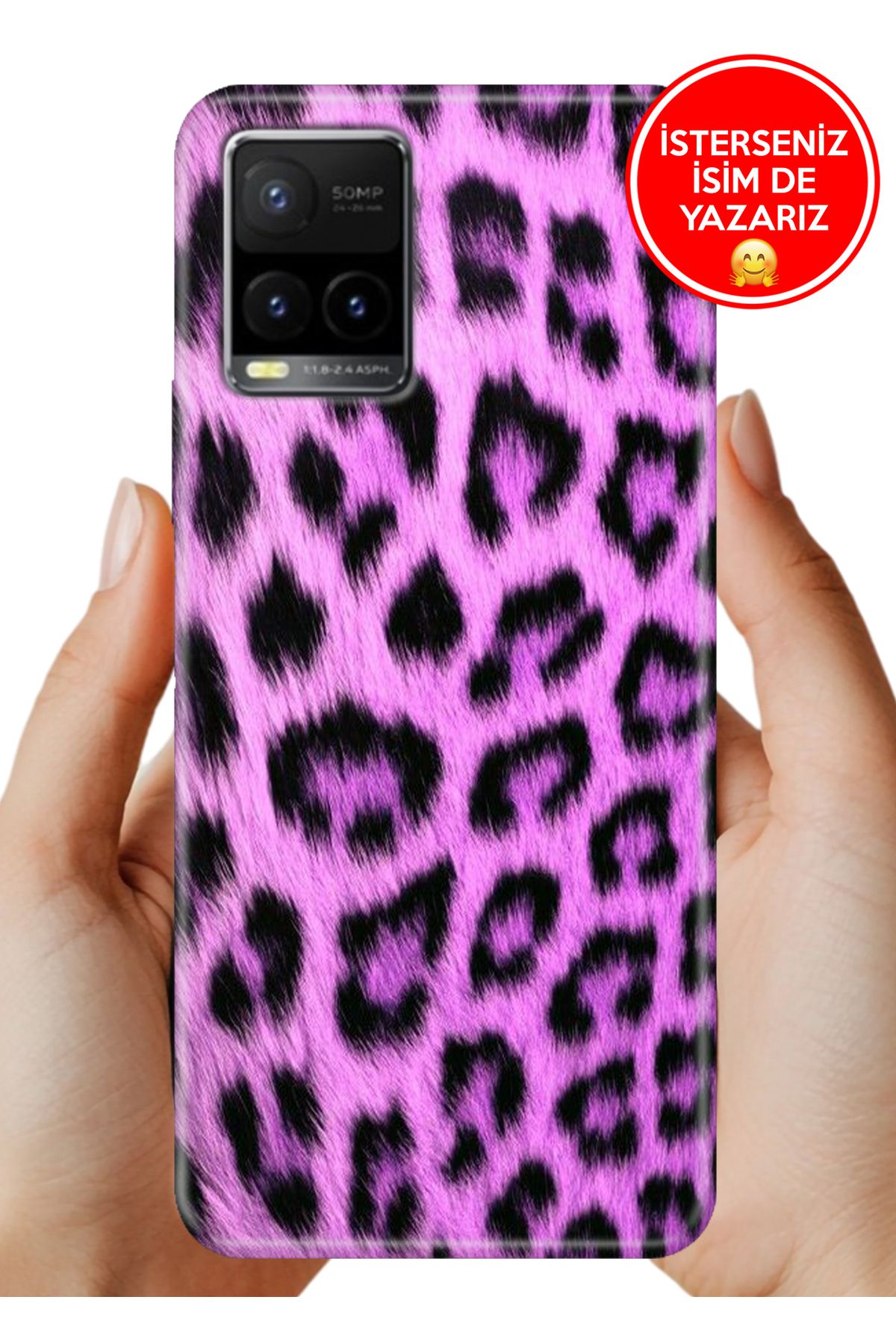 Cekuonline Vivo Y32 / Y33S Uyumlu Kılıf Desenli Baskılı Kamera Korumalı ZRR Silikon Mor Kürk
