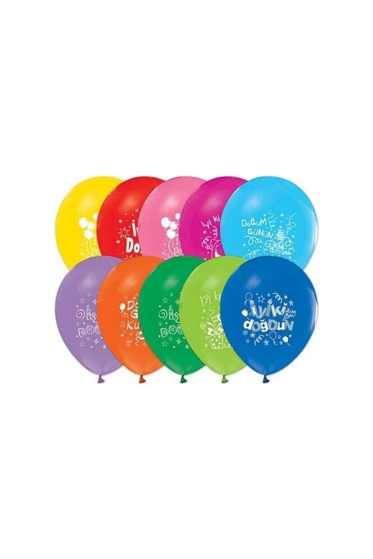 DOĞA PARTİ EVİ Happy Birthday Iyiki Doğdun Baskılı Karışık Renk Balon 10 Adet