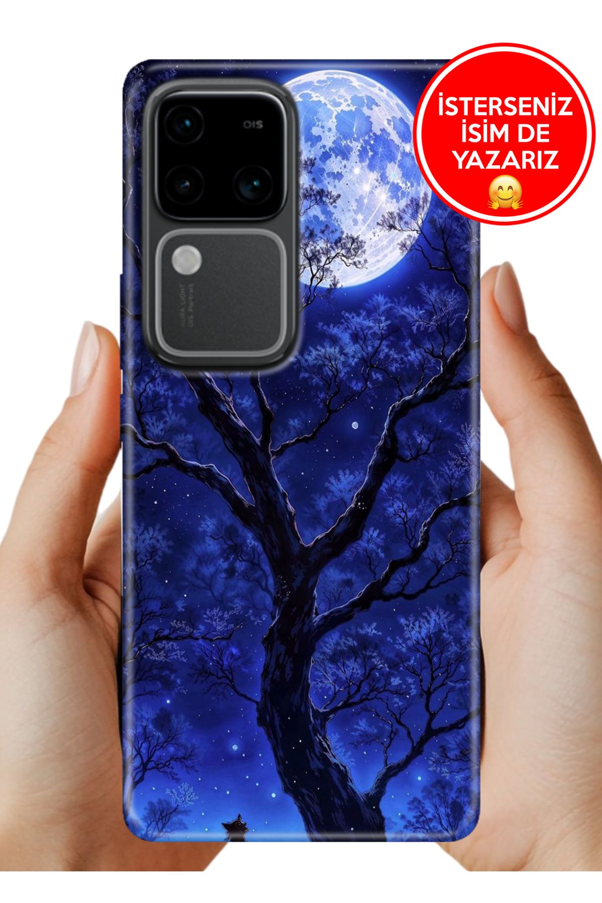 Cekuonline Vivo V30 Kılıf Kamera Korumalı Full Desen Arka Silikon Korkutan Dolunay