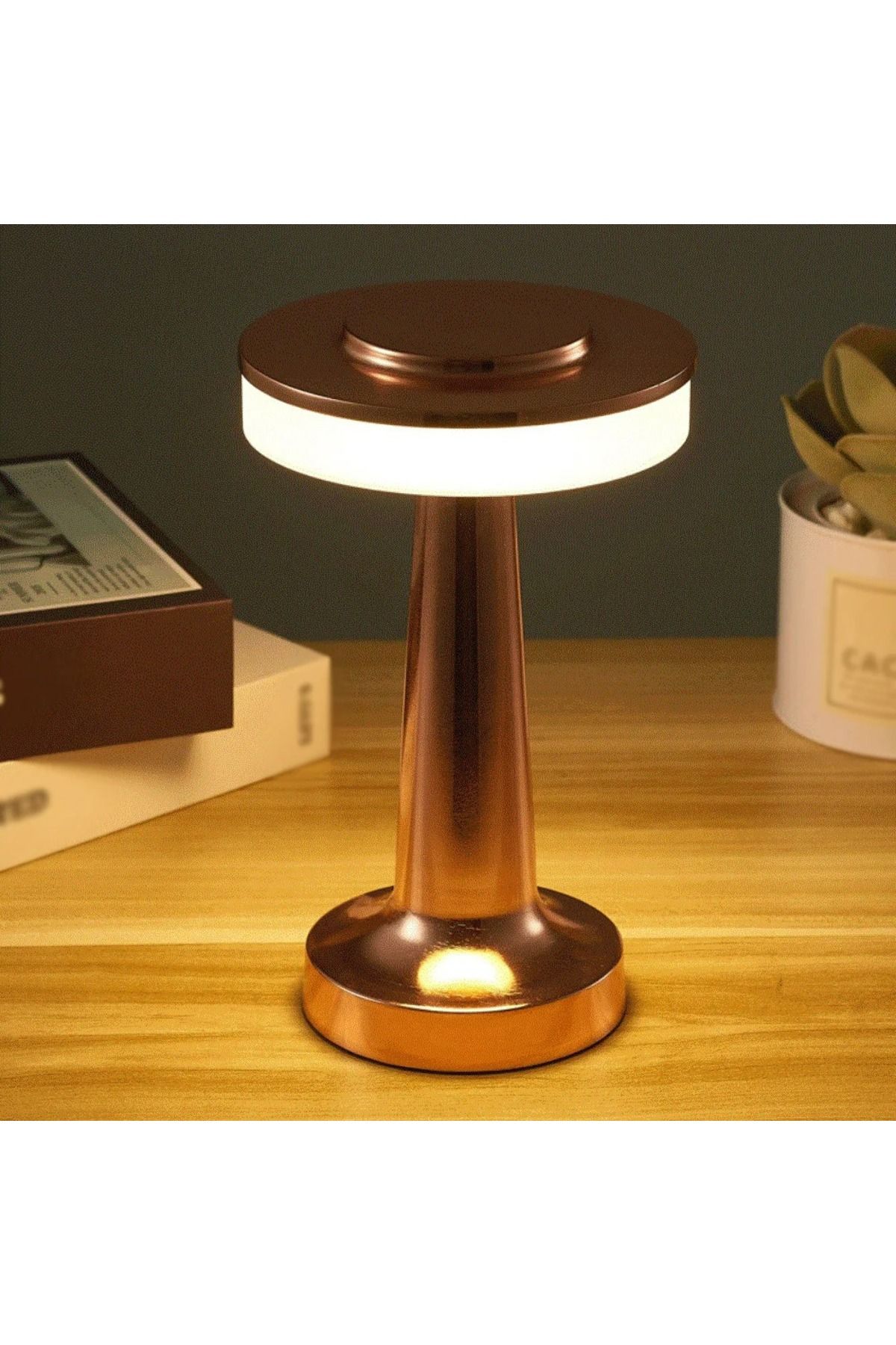 HPYTECH Şarjlı Dokunmatik LED Masa Lambası Metal Taşınabilir Gece Işığı Ev, Kafe, Restoran için