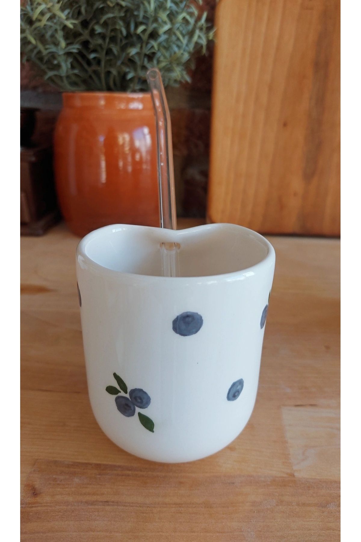 Ohlala Atelier Seramik Pipetli Soğuk Kahve Bardağı El Yapımı Kupa Ceramic İced Latte Mug