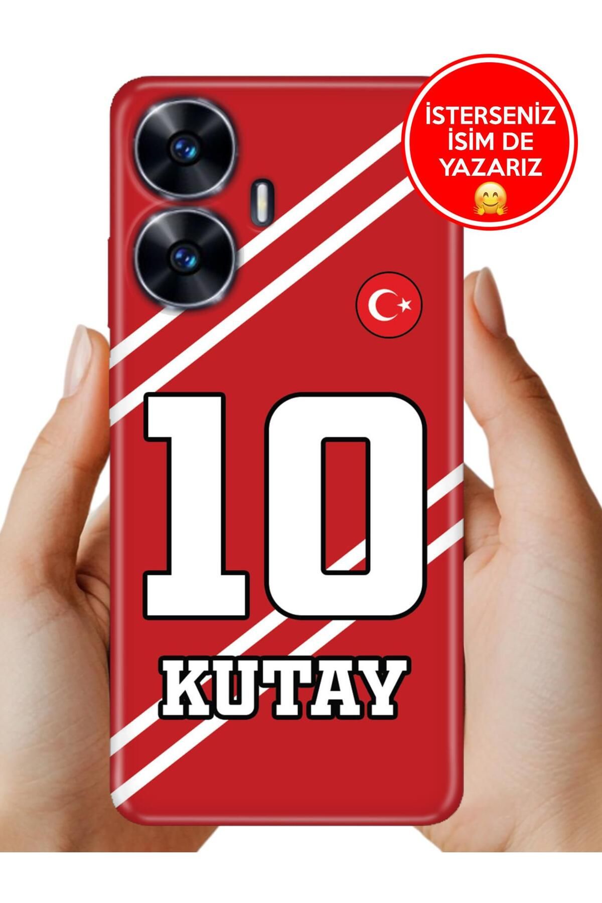 realme C55 Kılıf Kişiye Özel İsim Yazılı Forma Tasarım Silikon Çapraz Çizgili